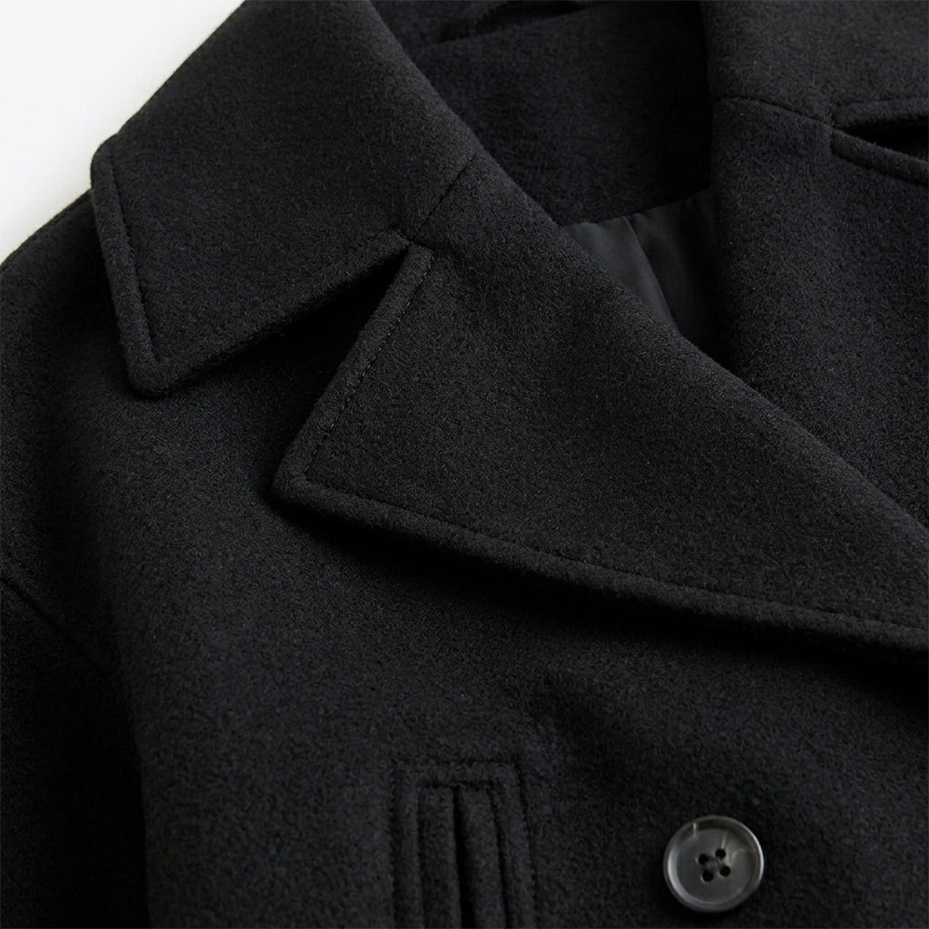 Women's Cropped Trench Coat – Double-Breasted with Notched Lapel - We are MFEO