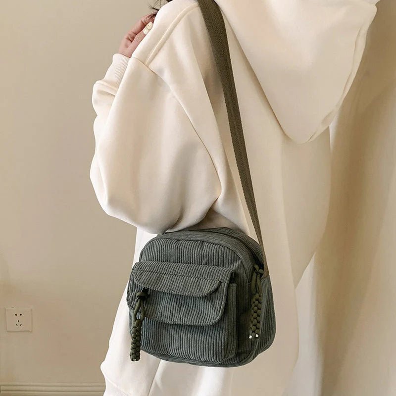 Women's Crossbody Bag with Zip Pocket – Small Ridged Texture - We are MFEO