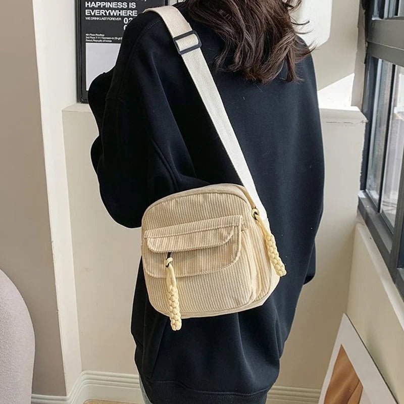 Women's Crossbody Bag with Zip Pocket – Small Ridged Texture - We are MFEO
