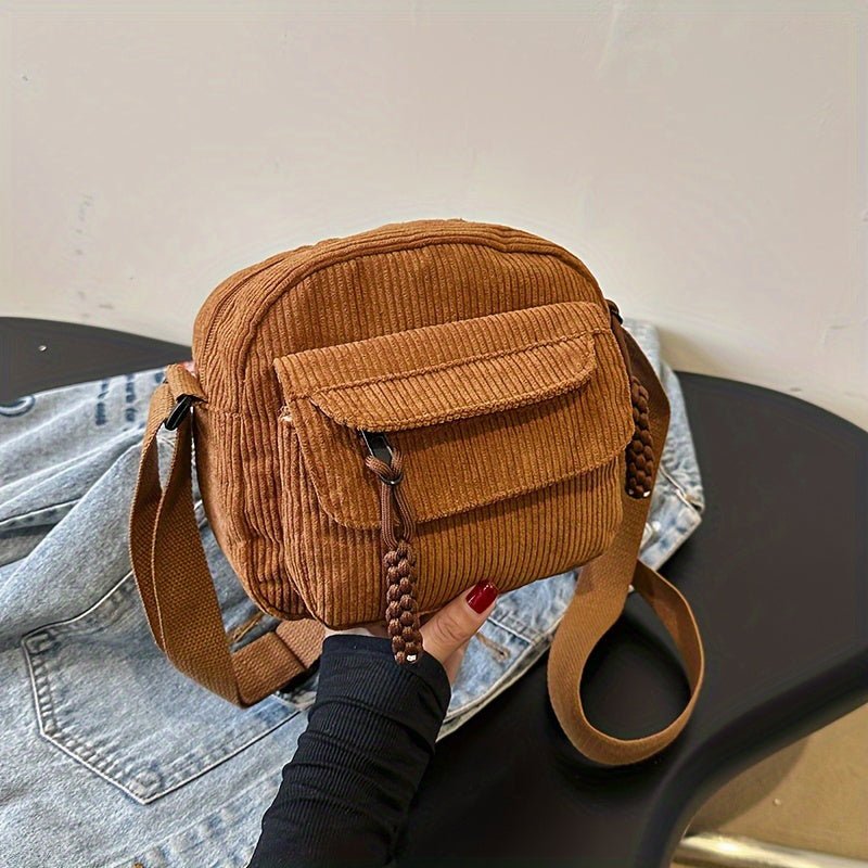 Women's Crossbody Bag with Zip Pocket – Small Ridged Texture - We are MFEO