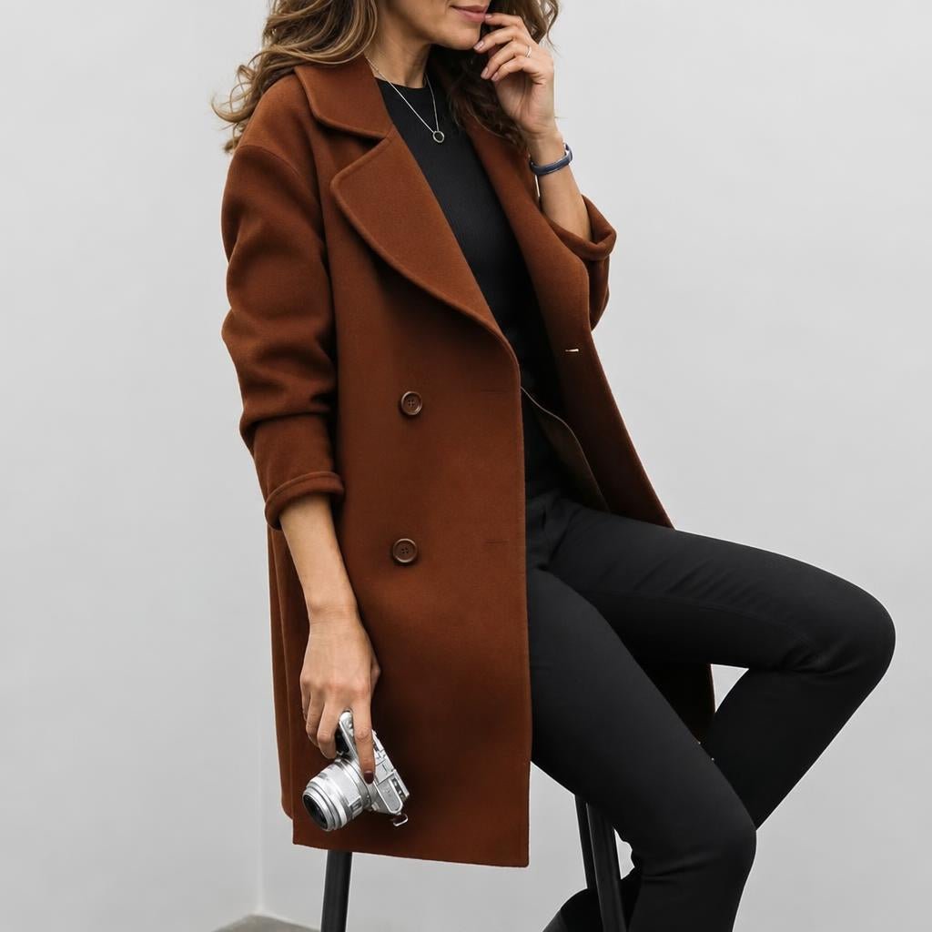 Women's Double-Breasted Trench Coat – Oversized Fit with Wide Lapel - We are MFEO