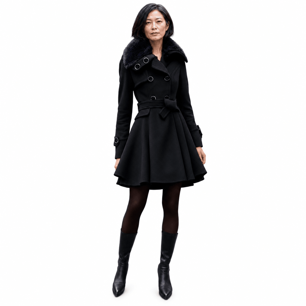 Women's Faux Fur Coat – Waist Tie Short Dress Design - We are MFEO