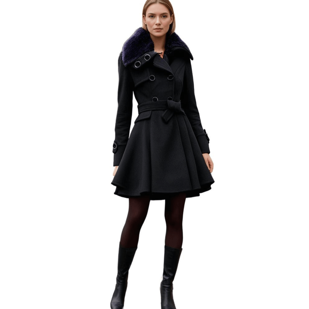 Women's Faux Fur Coat – Waist Tie Short Dress Design - We are MFEO