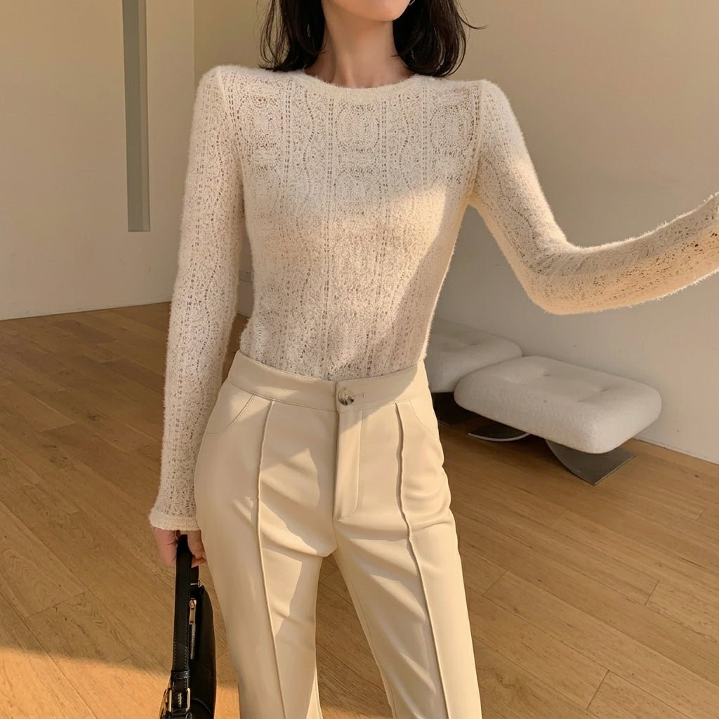 Women's Floral Long Sleeve Top – Comfortable Crew Neck with Slight Stretch for Versatile Styling - We are MFEO