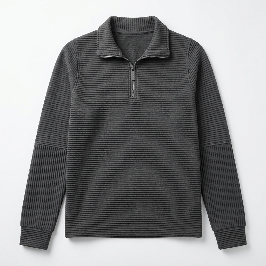 Women's Half Zip Funnel Neck Sweater – Relaxed Fit with Balloon Sleeves for Everyday Wear - We are MFEO
