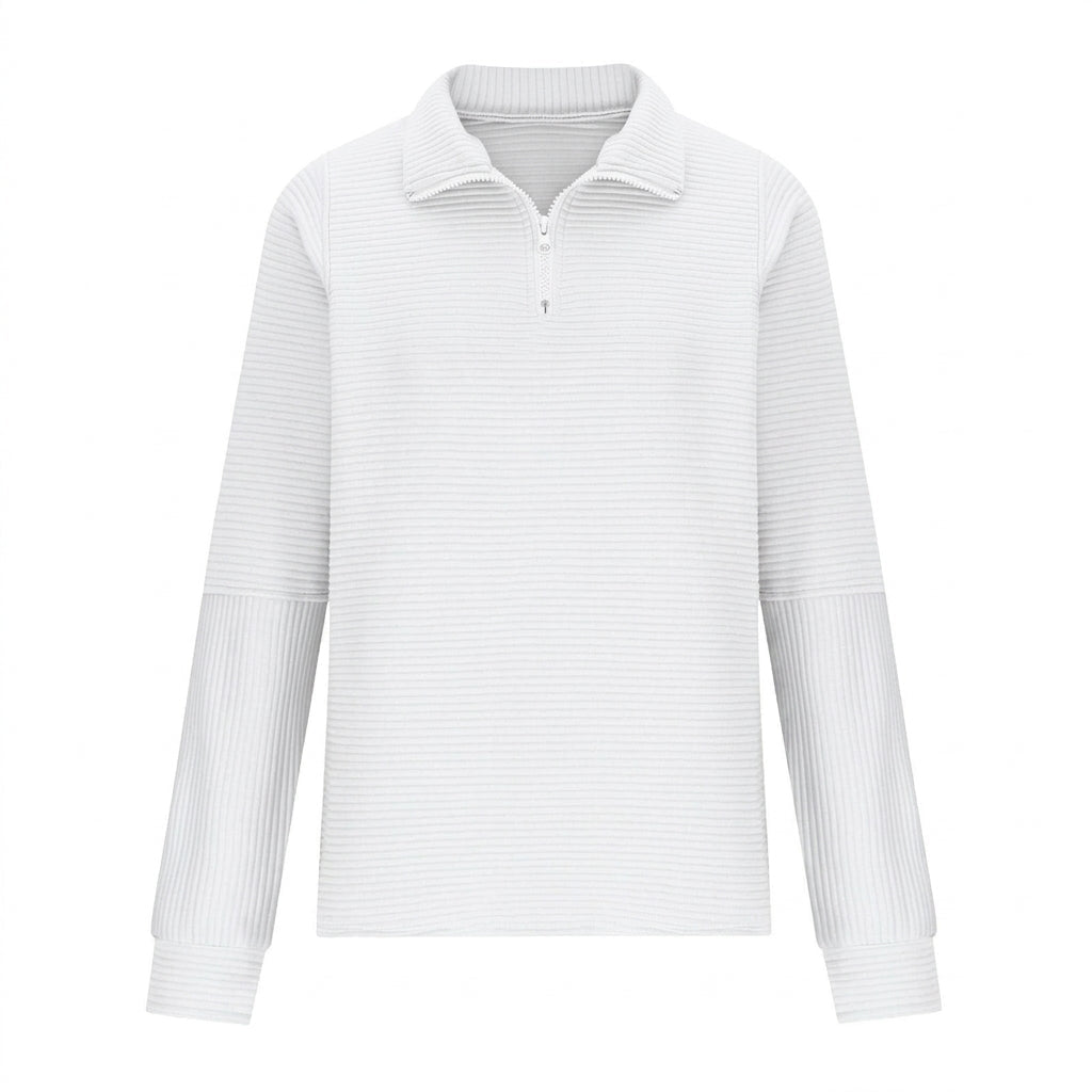 Women's Half Zip Funnel Neck Sweater – Relaxed Fit with Balloon Sleeves for Everyday Wear - We are MFEO