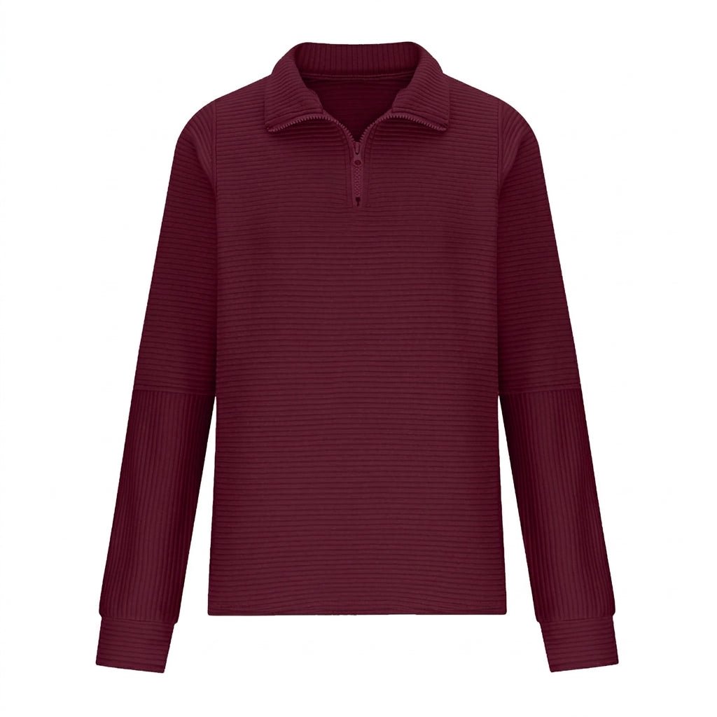 Women's Half Zip Funnel Neck Sweater – Relaxed Fit with Balloon Sleeves for Everyday Wear - We are MFEO