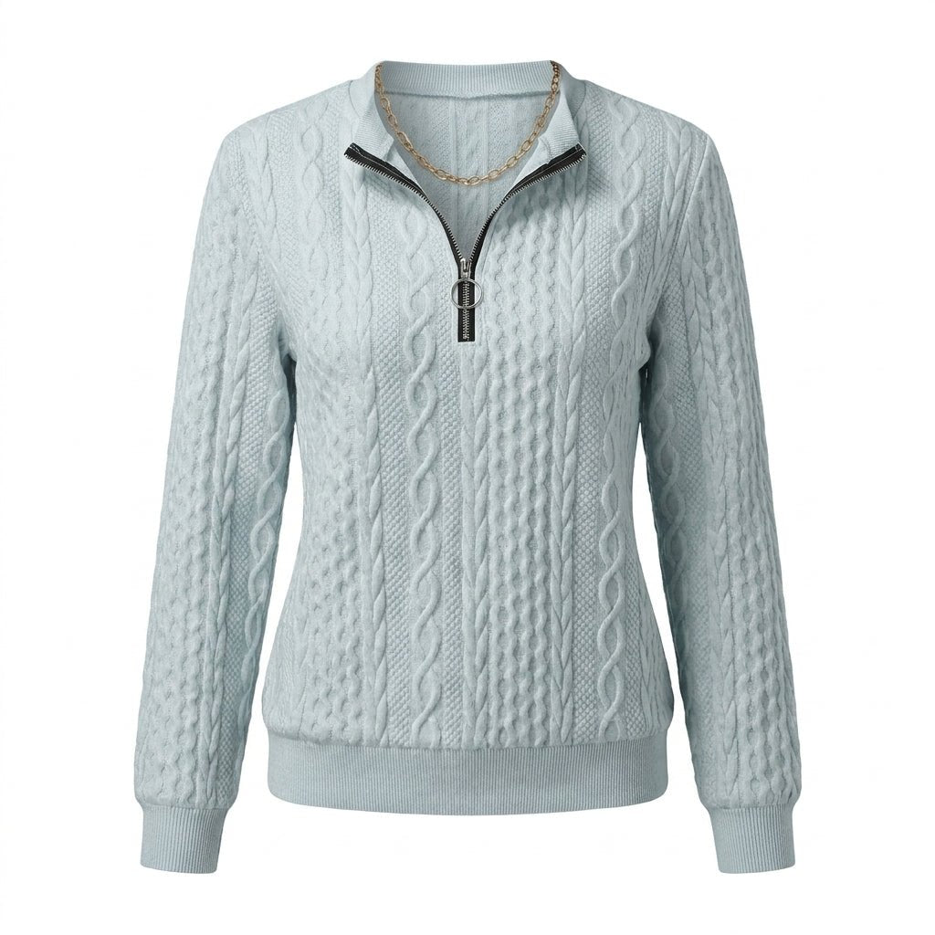 Women's Half-Zip Jumper – Fitted Cable Knit - We are MFEO