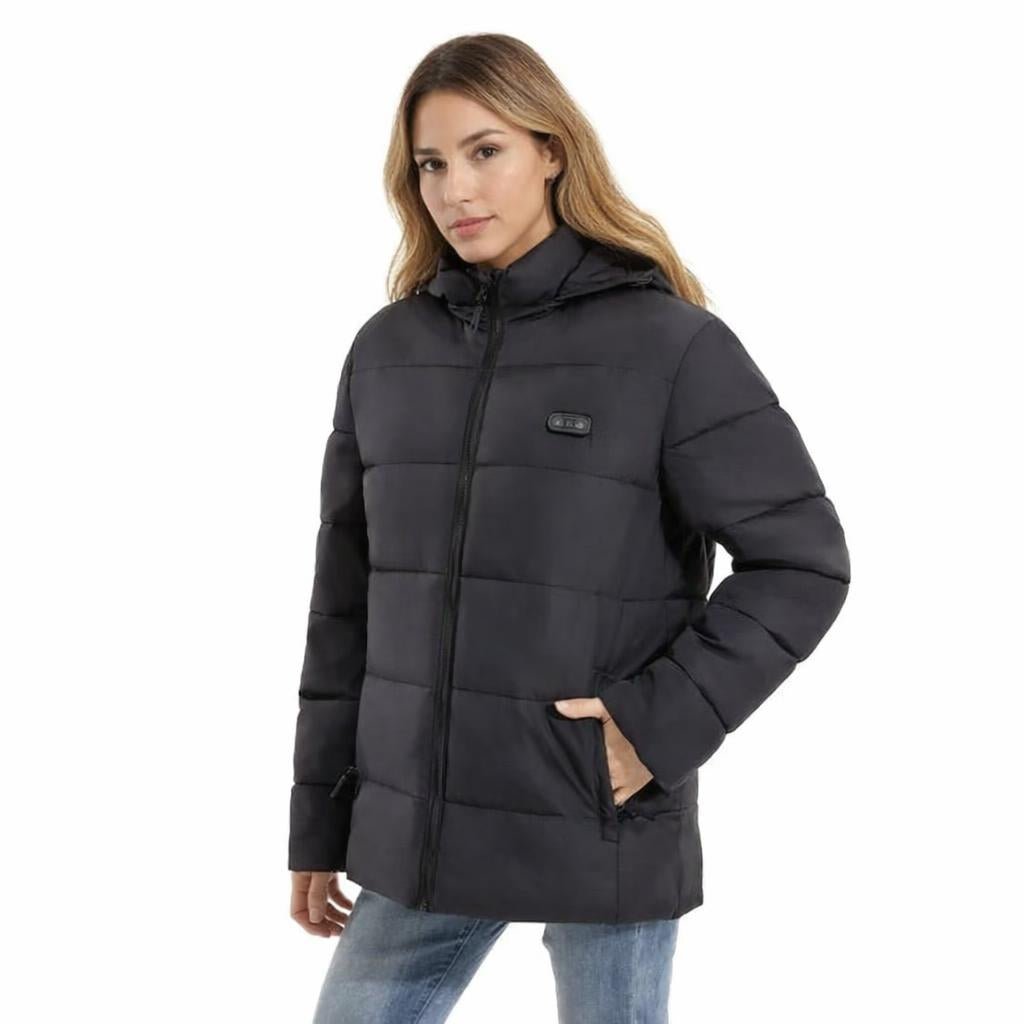 Women's Heated Puffer Jacket with Detachable Hood – Quilted Design - We are MFEO