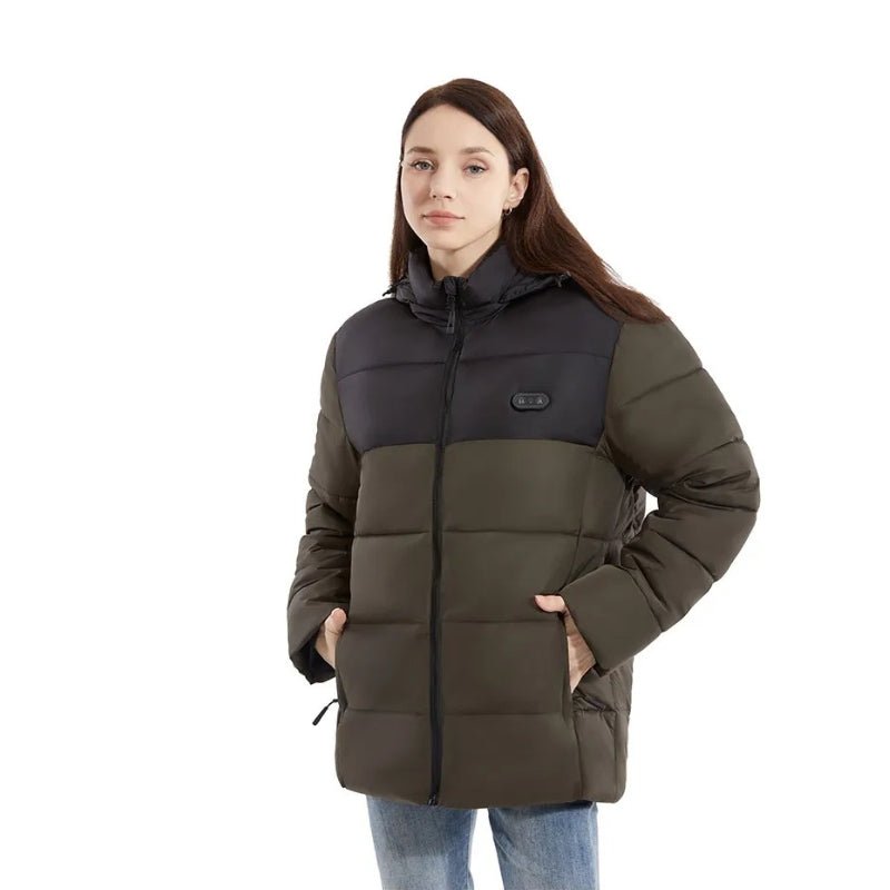Women's Heated Puffer Jacket with Detachable Hood – Quilted Design - We are MFEO