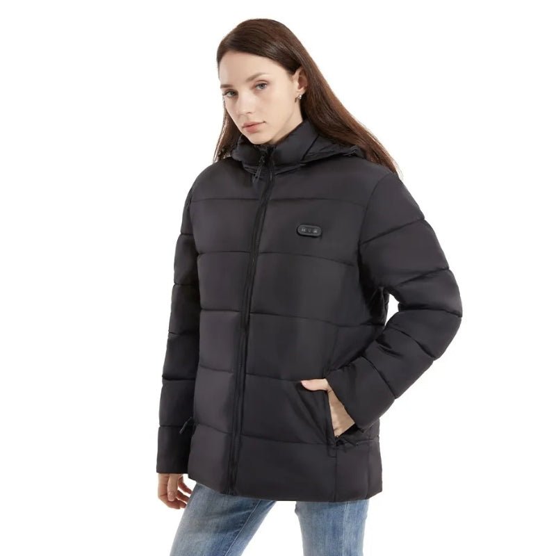 Women's Heated Puffer Jacket with Detachable Hood – Quilted Design - We are MFEO
