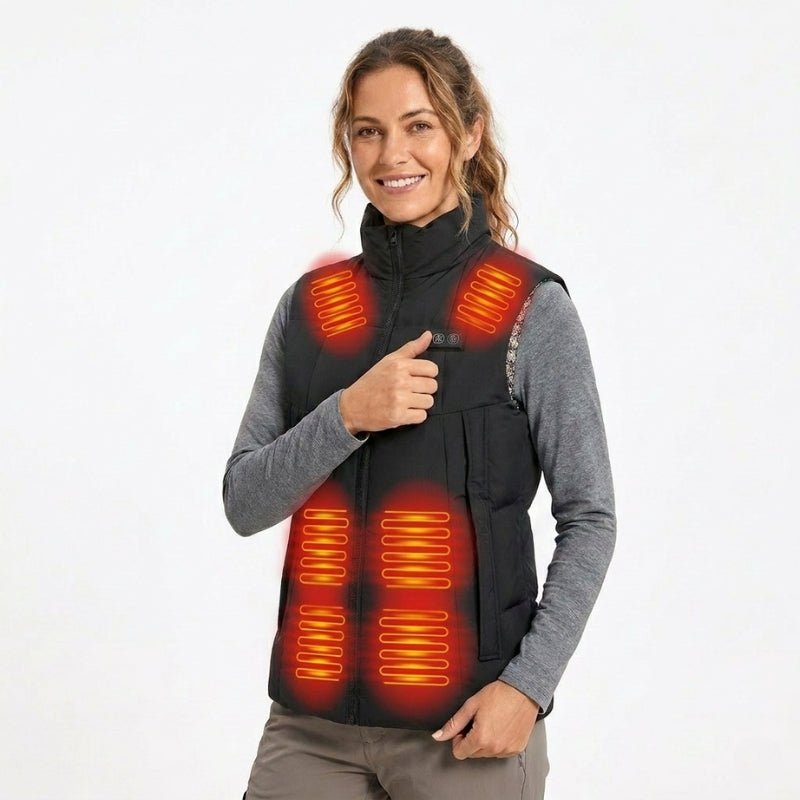 Women's Heated Puffer Vest – 17 Heat Zones for Cold Weather, Zip Front Design - We are MFEO
