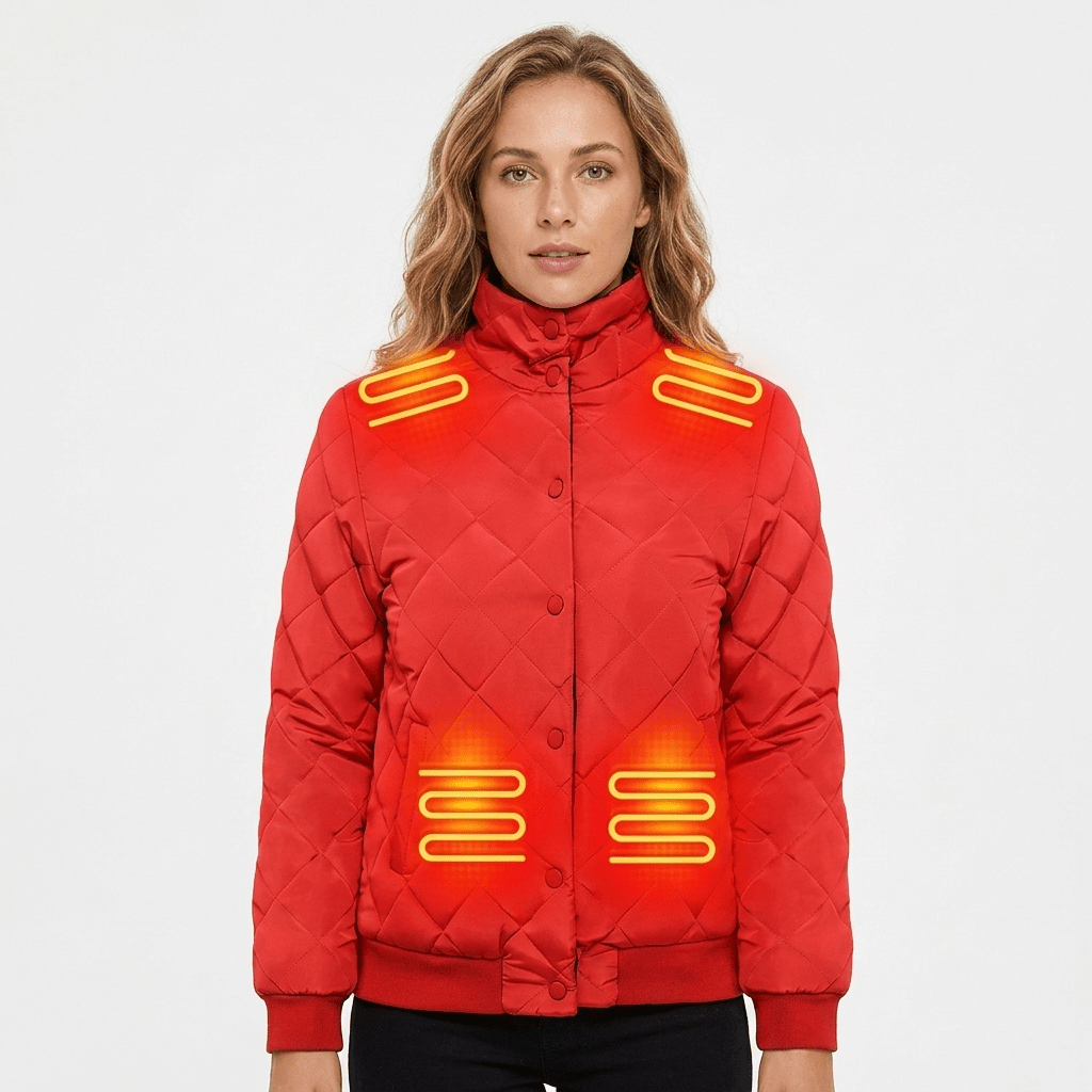 Women's Heated Quilted Jacket for Winter – Slim Fit with Stand Collar and 8 Heating Zones - We are MFEO
