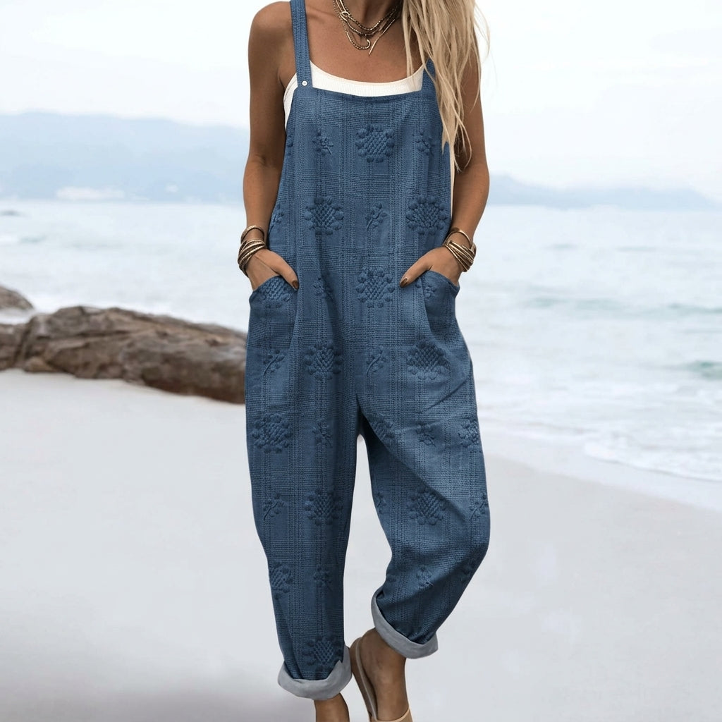 Jumpsuit with Floral Pattern – Flattering Waist, Breathable Fabric - We are MFEO
