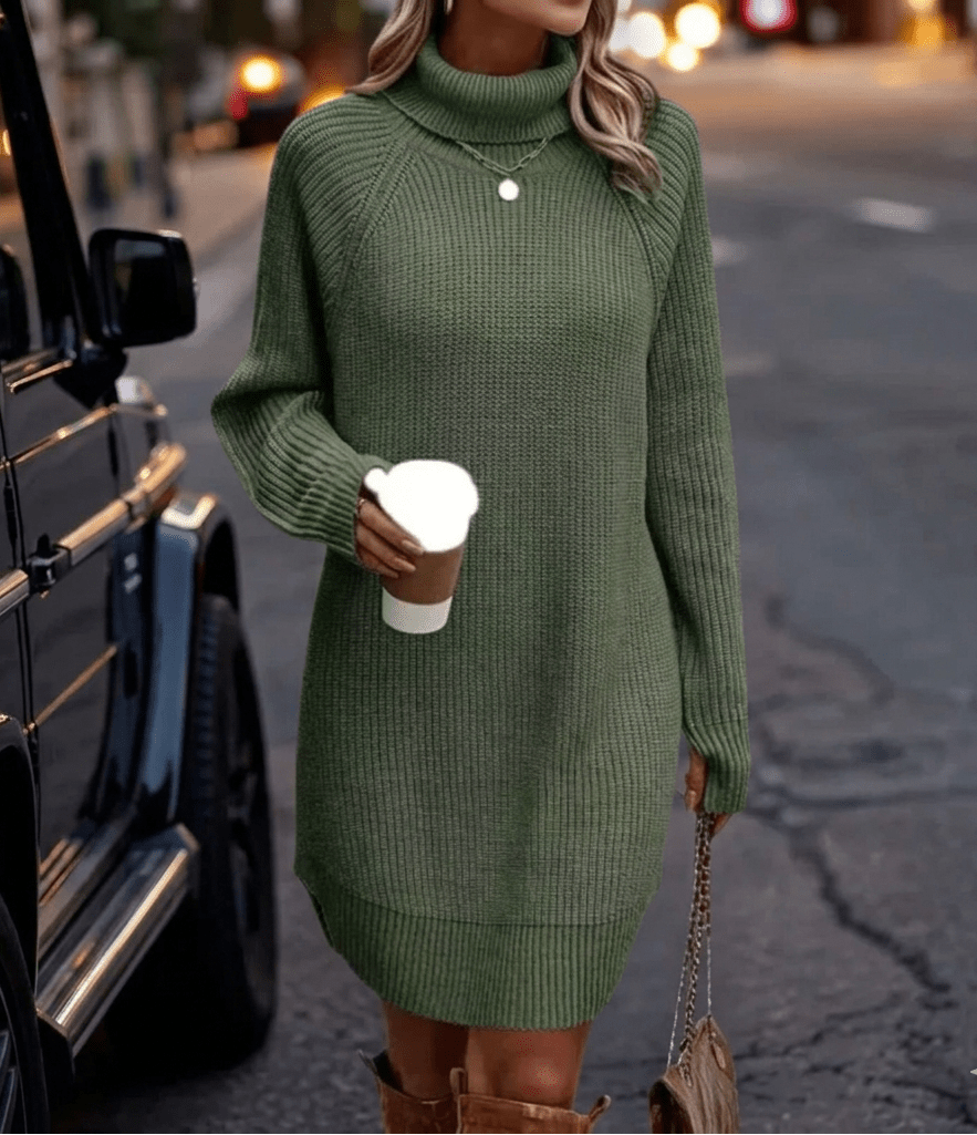 Women's Knit Mini Dress – Long Sleeve Turtleneck - We are MFEO