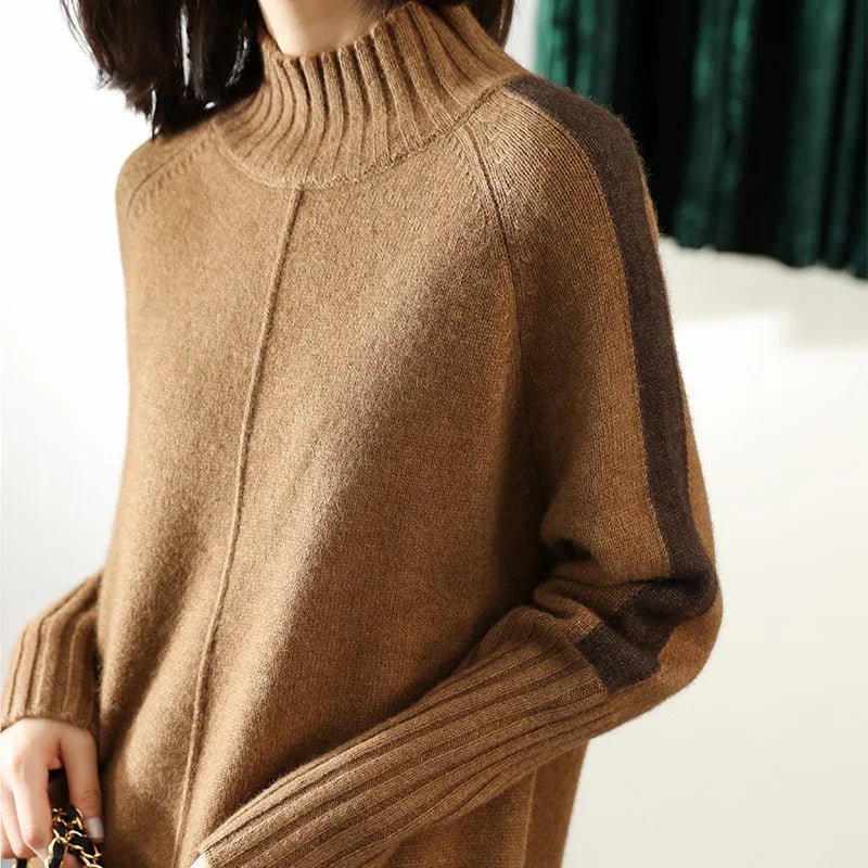 Women's Knit Mini Dress with Turtle Neck – Oversized Long Sleeve - We are MFEO