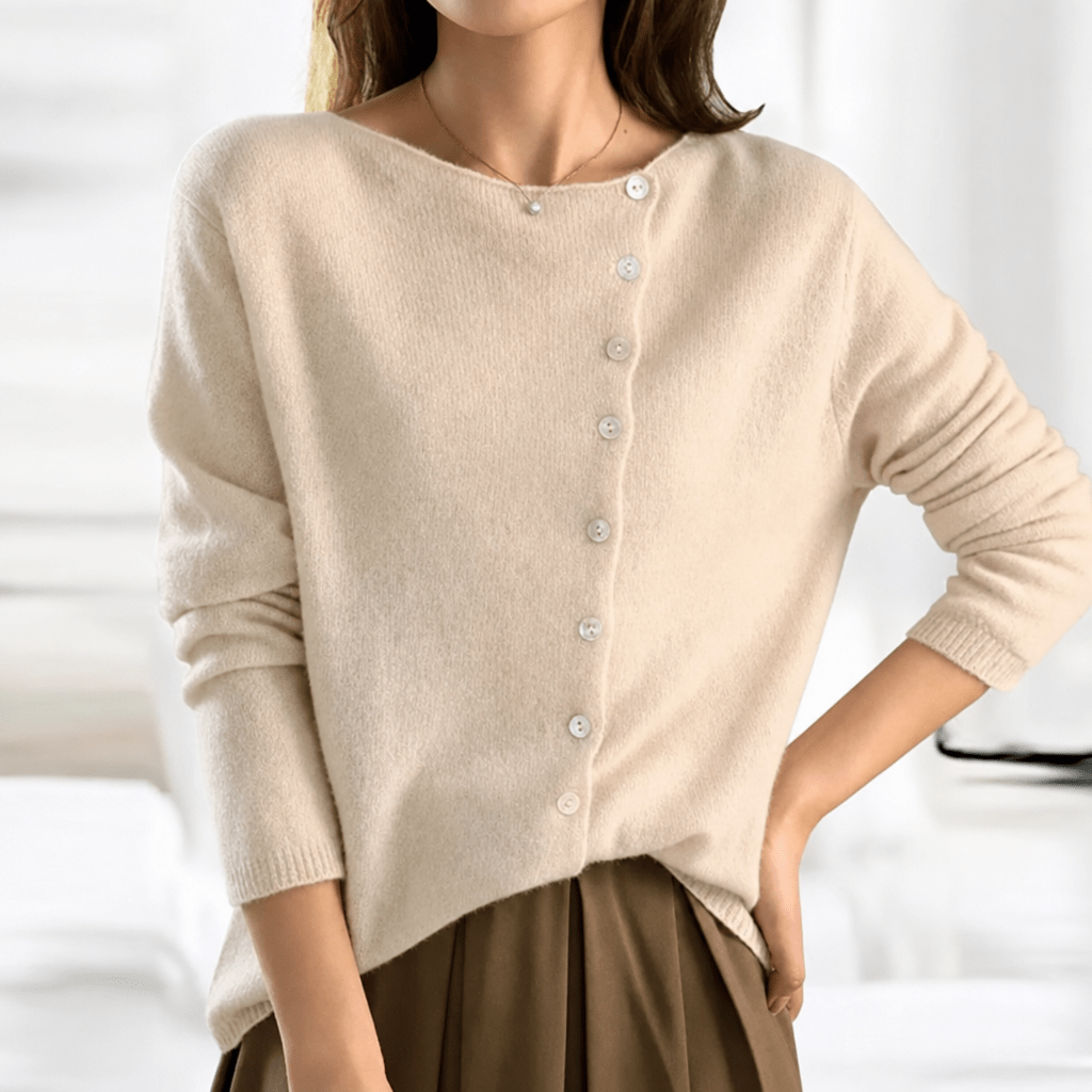 Women's Lightweight Stretch Sweater with Buttons – Modern Fit - We are MFEO