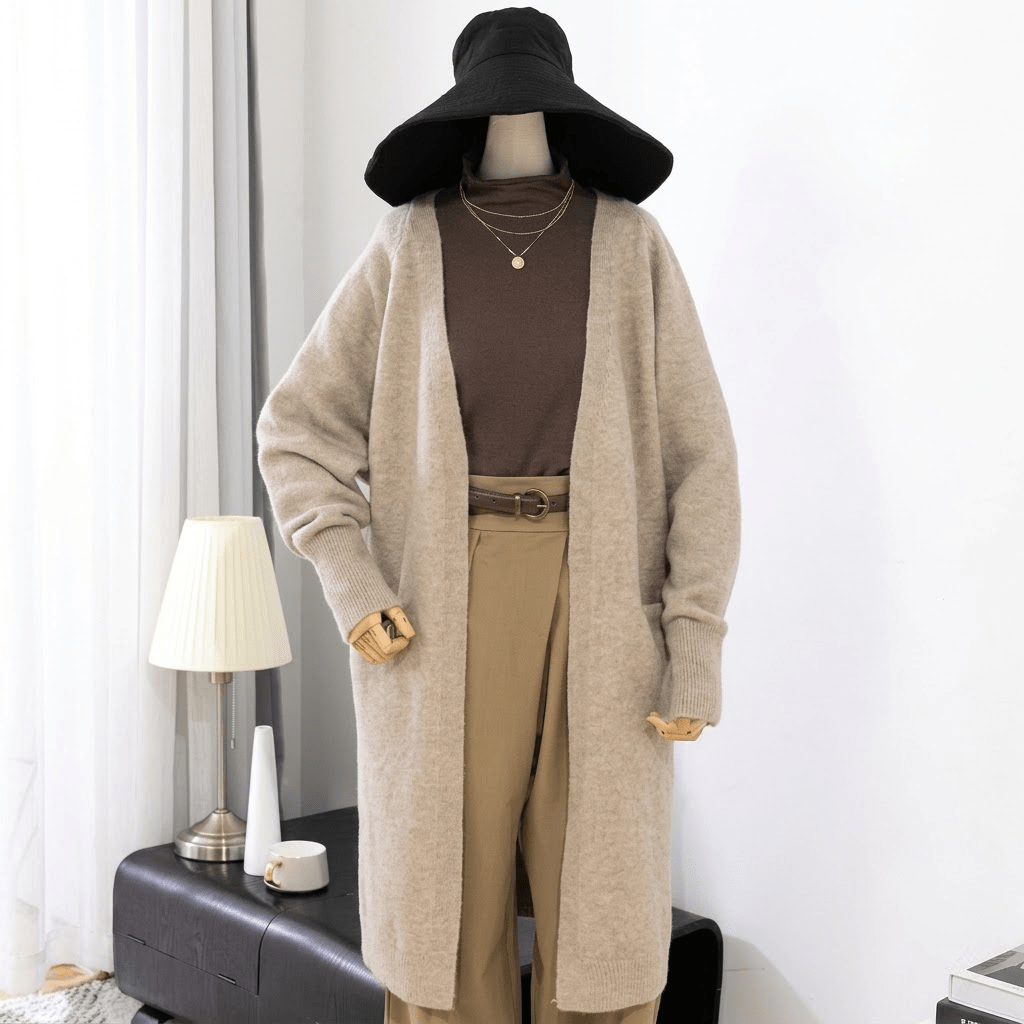 Women's Long Cardigan – Open Front with Pockets, Casual or Smart Casual Wear - We are MFEO