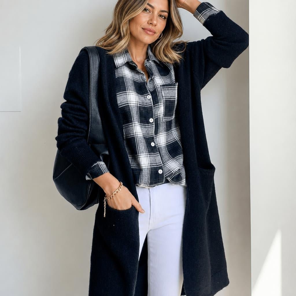 Women's Long Cardigan – Open Front with Pockets, Casual or Smart Casual Wear - We are MFEO