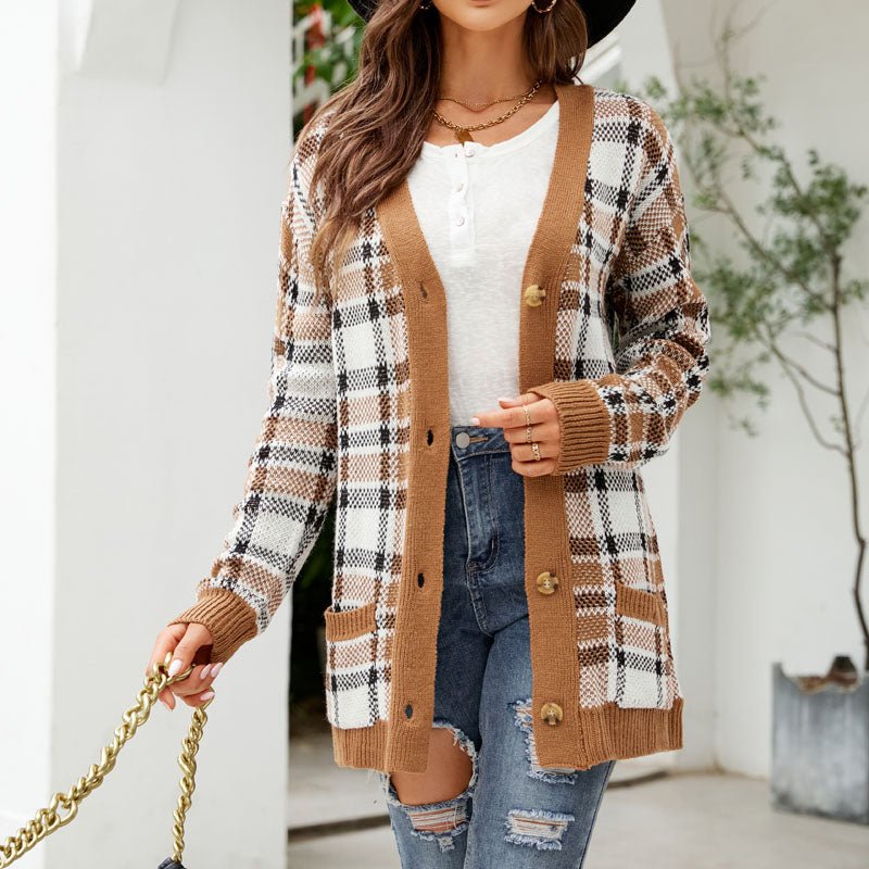 Women's Long Cardigan with Button Front and Pockets – Mid-Thigh Length - We are MFEO
