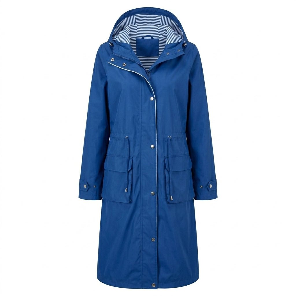 Women's Long Rain Jacket with Hood – Waterproof, Adjustable Drawstring Waist - We are MFEO