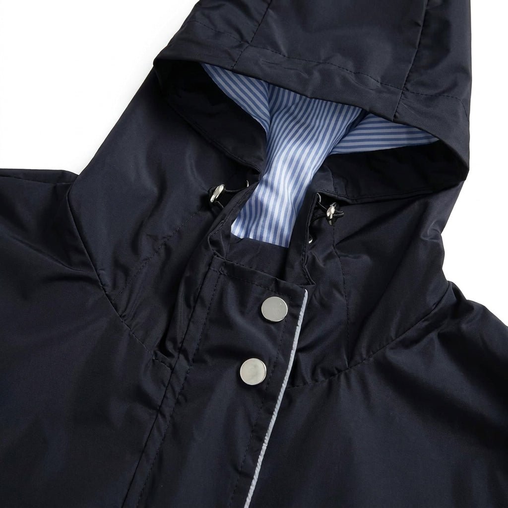Women's Long Rain Jacket with Hood – Waterproof, Adjustable Waist - We are MFEO