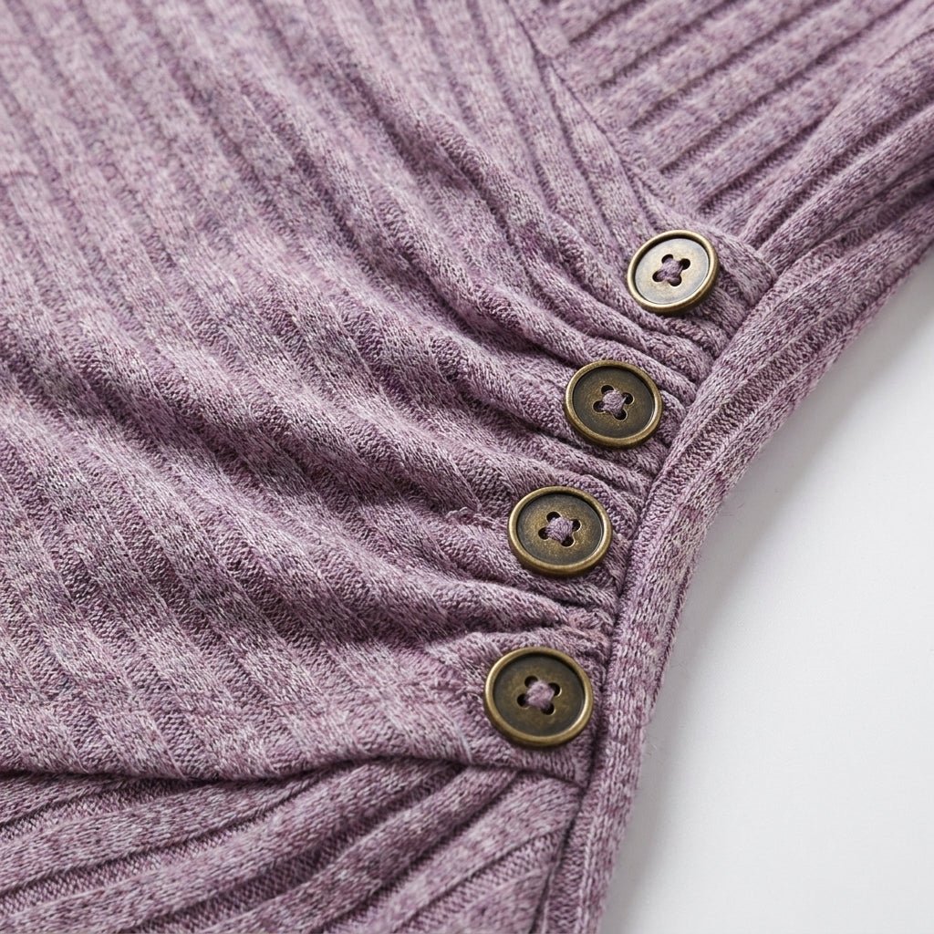 Women's Long Sleeve Wrap Top – V-Neck Ribbed Blouse - We are MFEO
