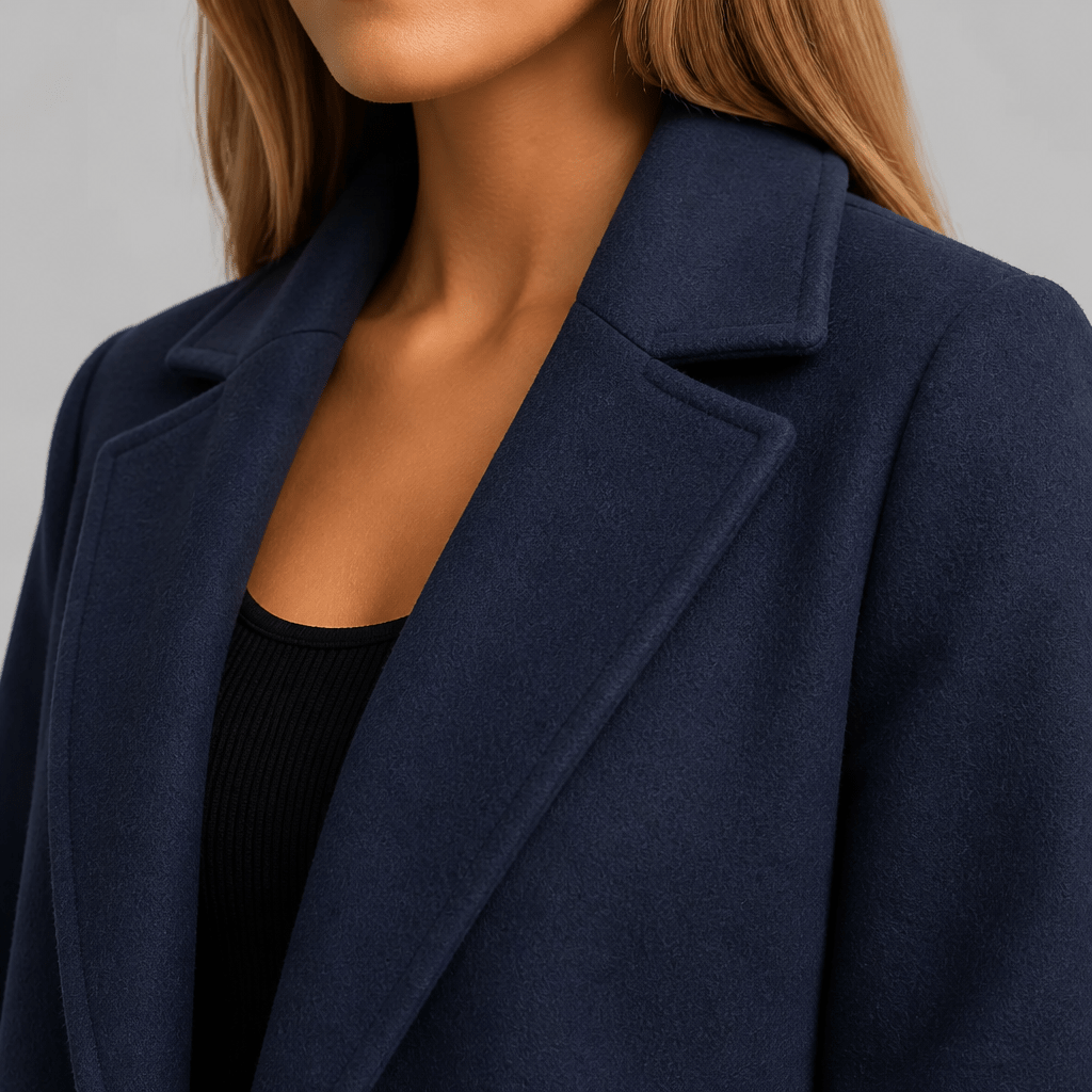 Women's Long Trench Coat with Notched Lapel – Elegant Wrap Design with Tie Belt - We are MFEO