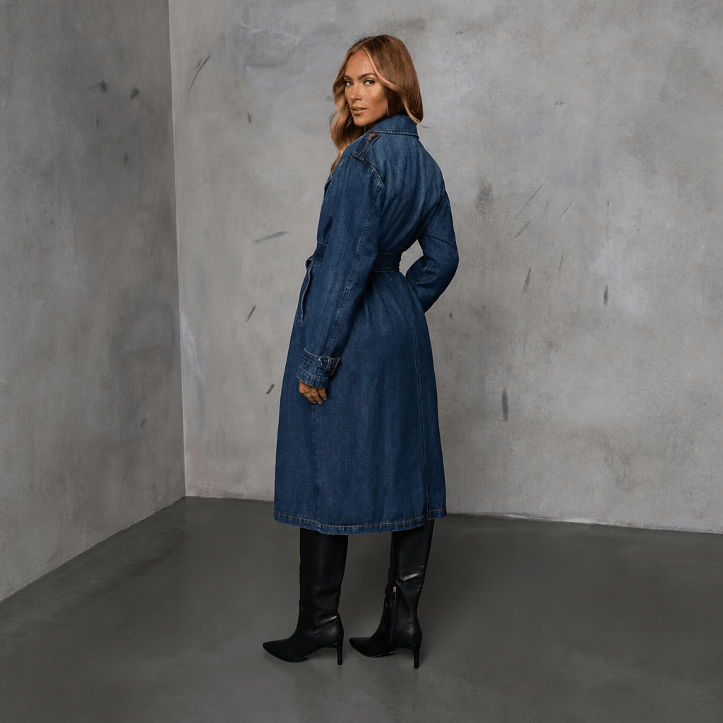 Women's Long Trench Coat with Tie Belt - We are MFEO