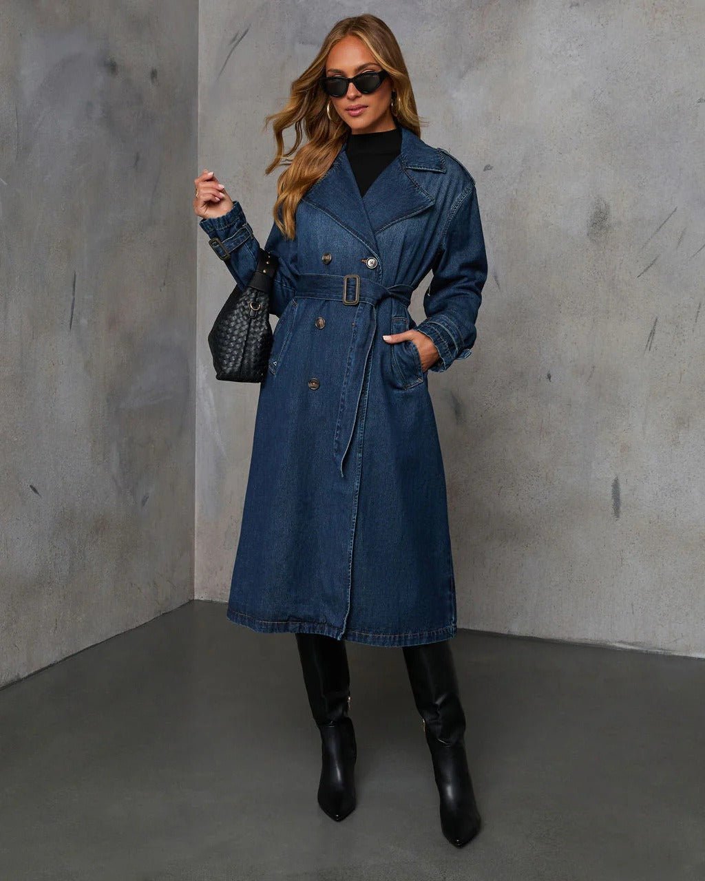 Women's Long Trench Coat with Tie Belt - We are MFEO