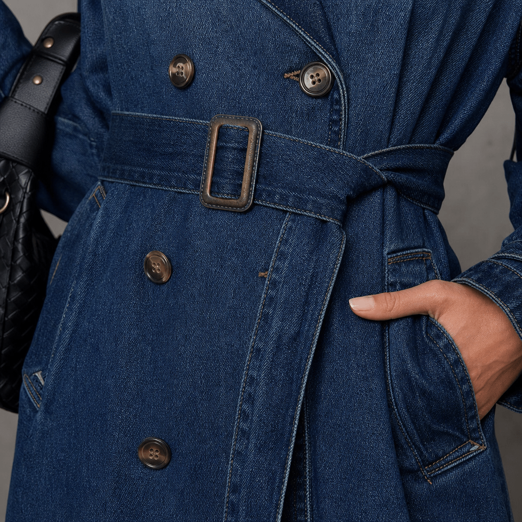 Women's Long Trench Coat with Tie Belt - We are MFEO