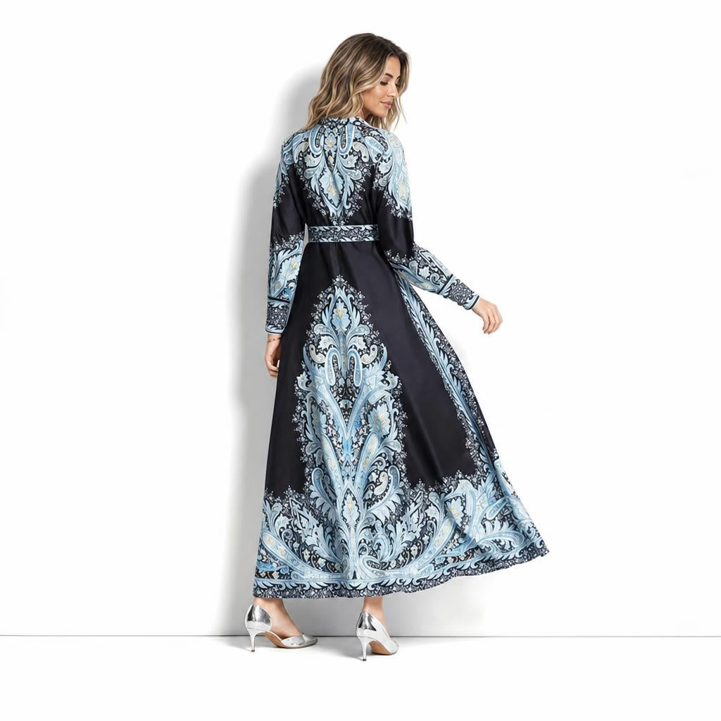 Maxi Dress – Long Sleeves and Belted Waist