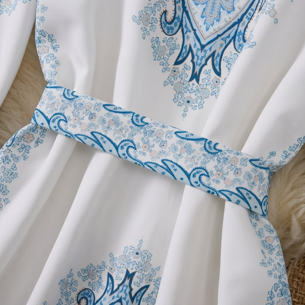 Maxi Dress – Long Sleeves and Belted Waist