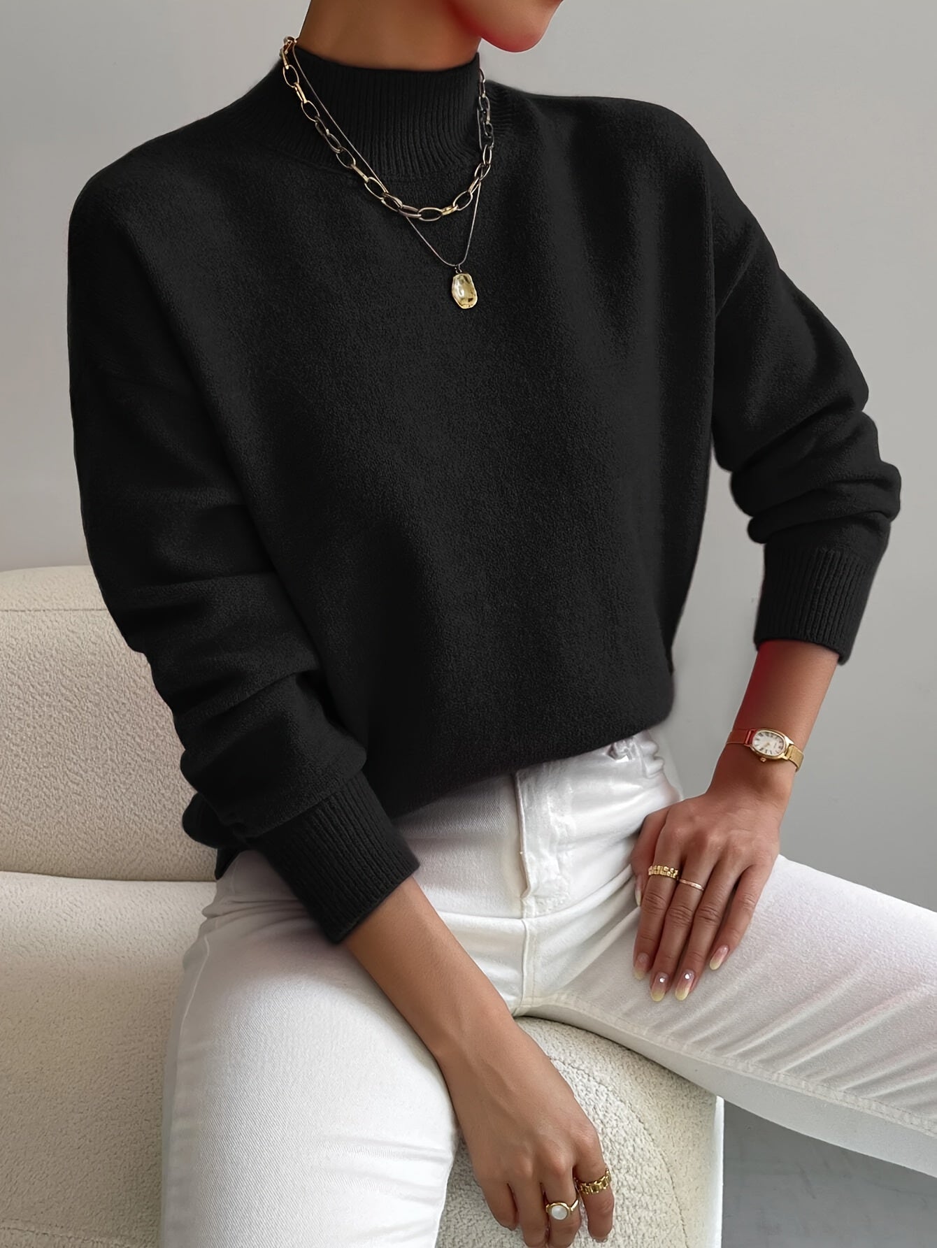 Women's Mock Neck Sweater – Relaxed Fit, Perfect for Everyday Wear - We are MFEO
