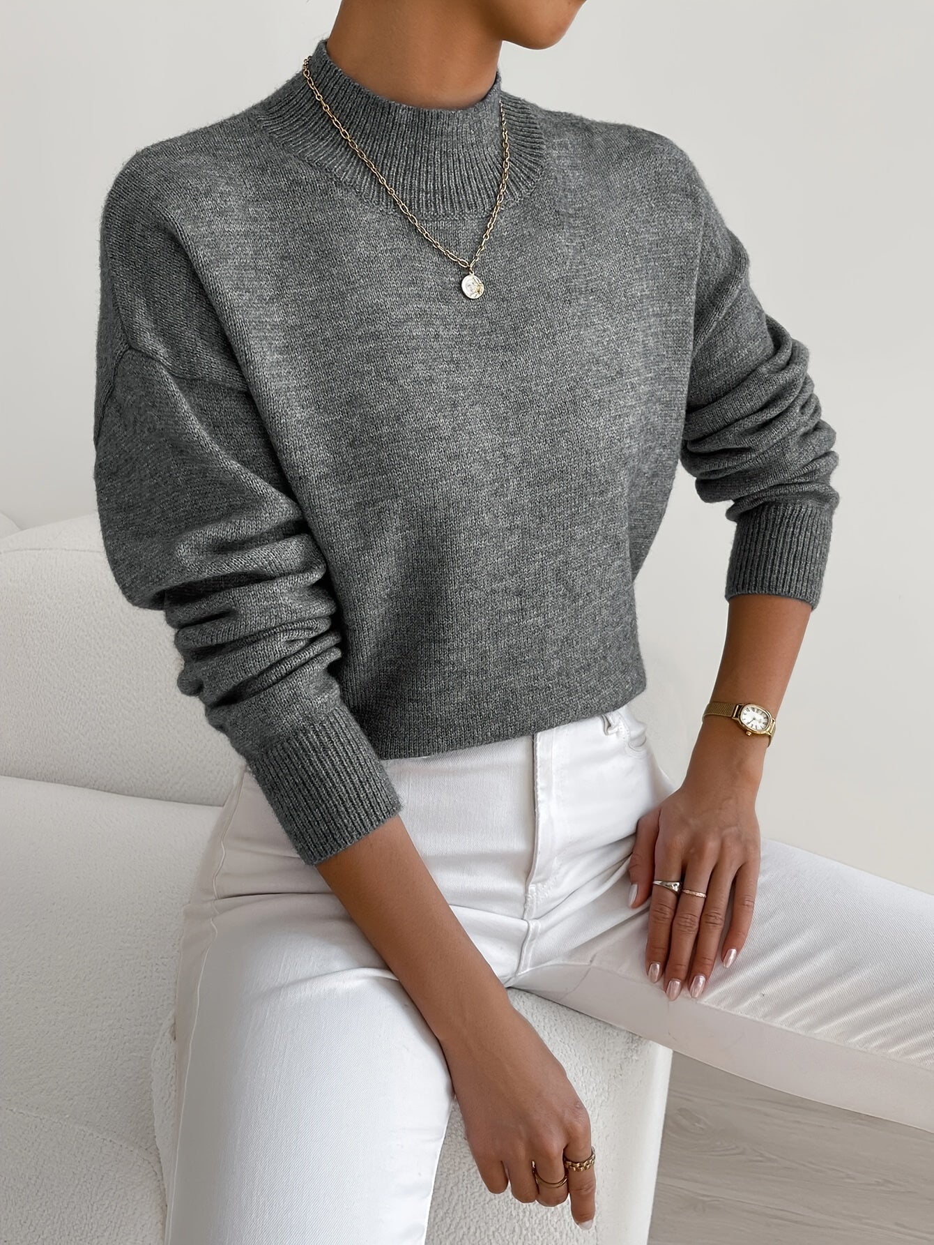 Women's Mock Neck Sweater – Relaxed Fit, Perfect for Everyday Wear - We are MFEO