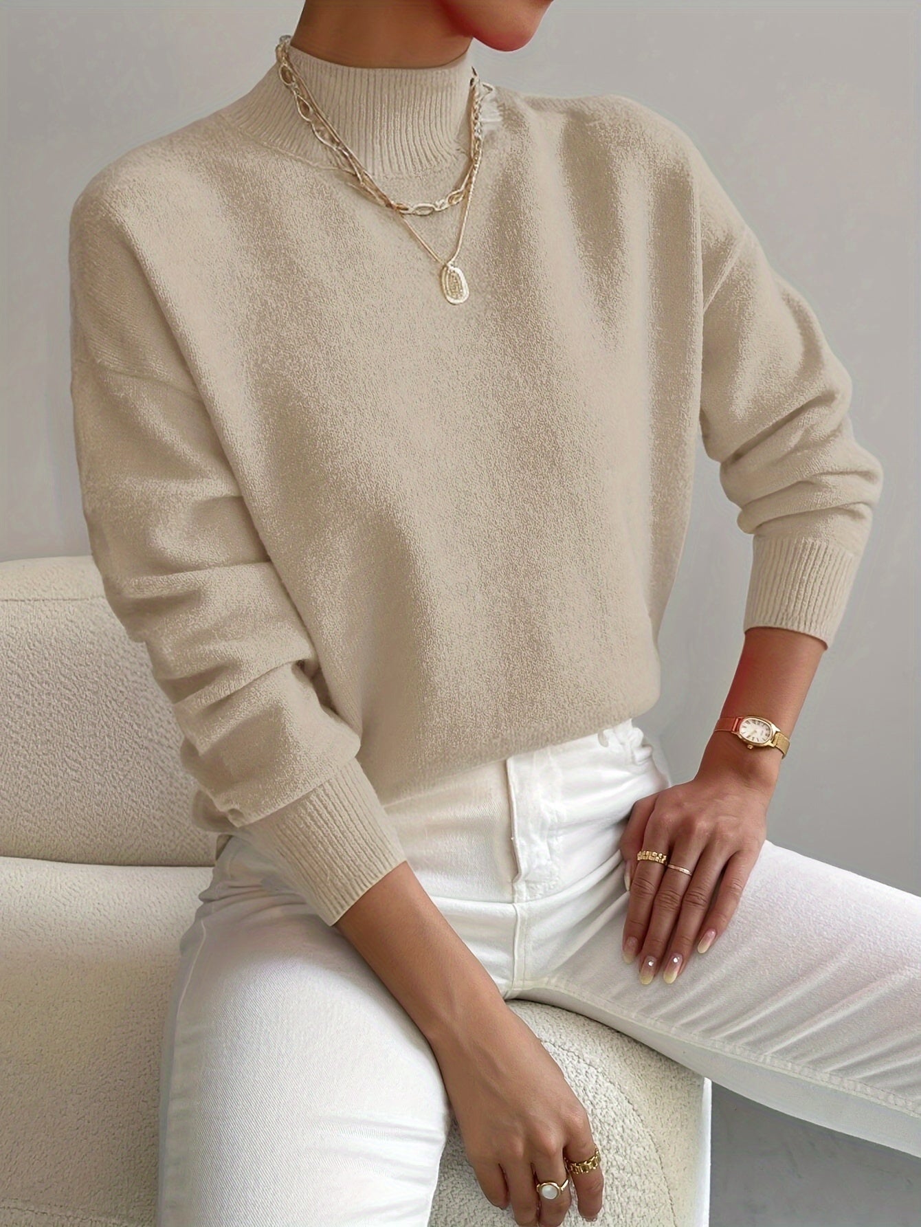 Women's Mock Neck Sweater – Relaxed Fit, Perfect for Everyday Wear - We are MFEO