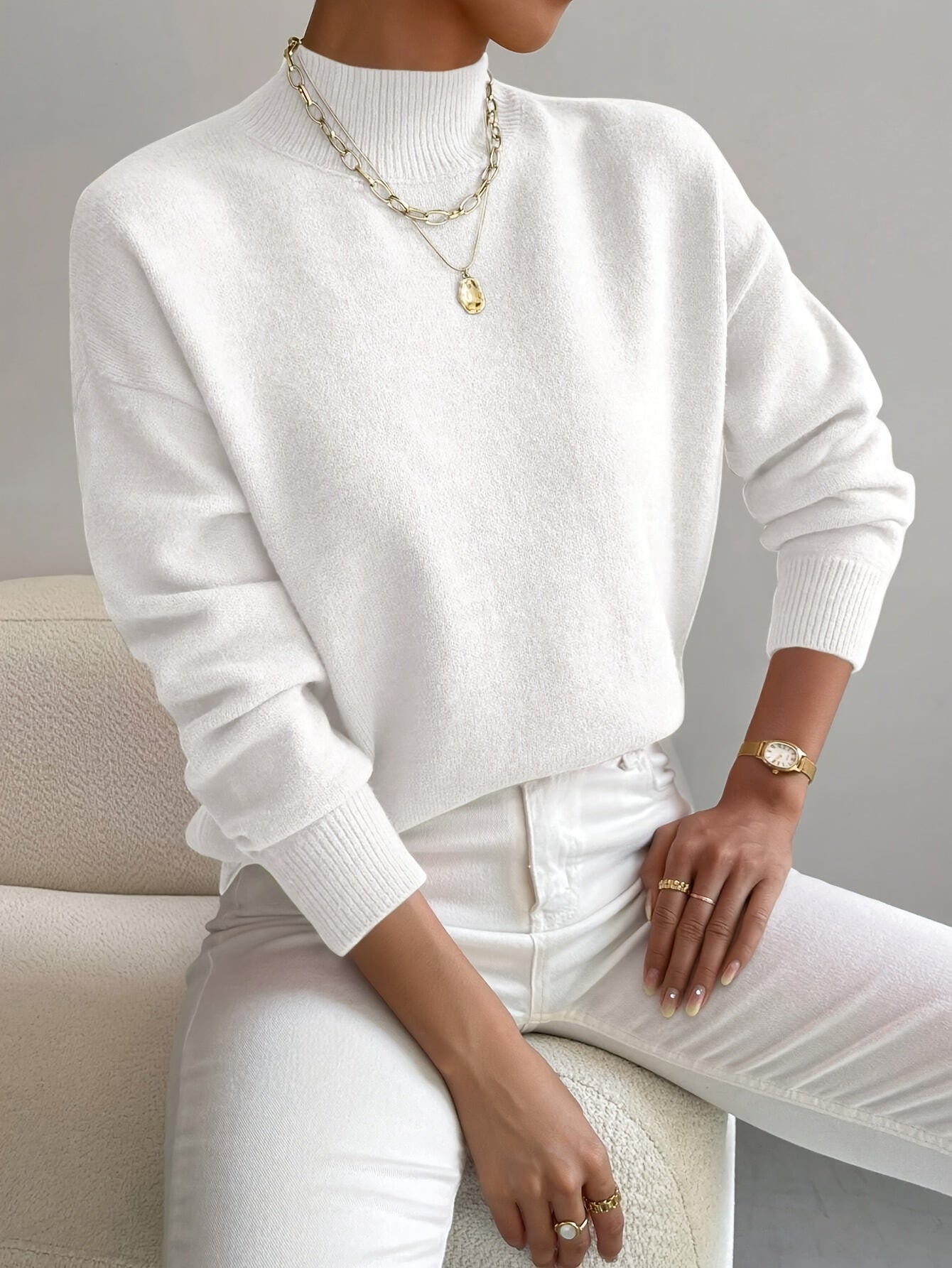 Women's Mock Neck Sweater – Relaxed Fit, Perfect for Everyday Wear - We are MFEO