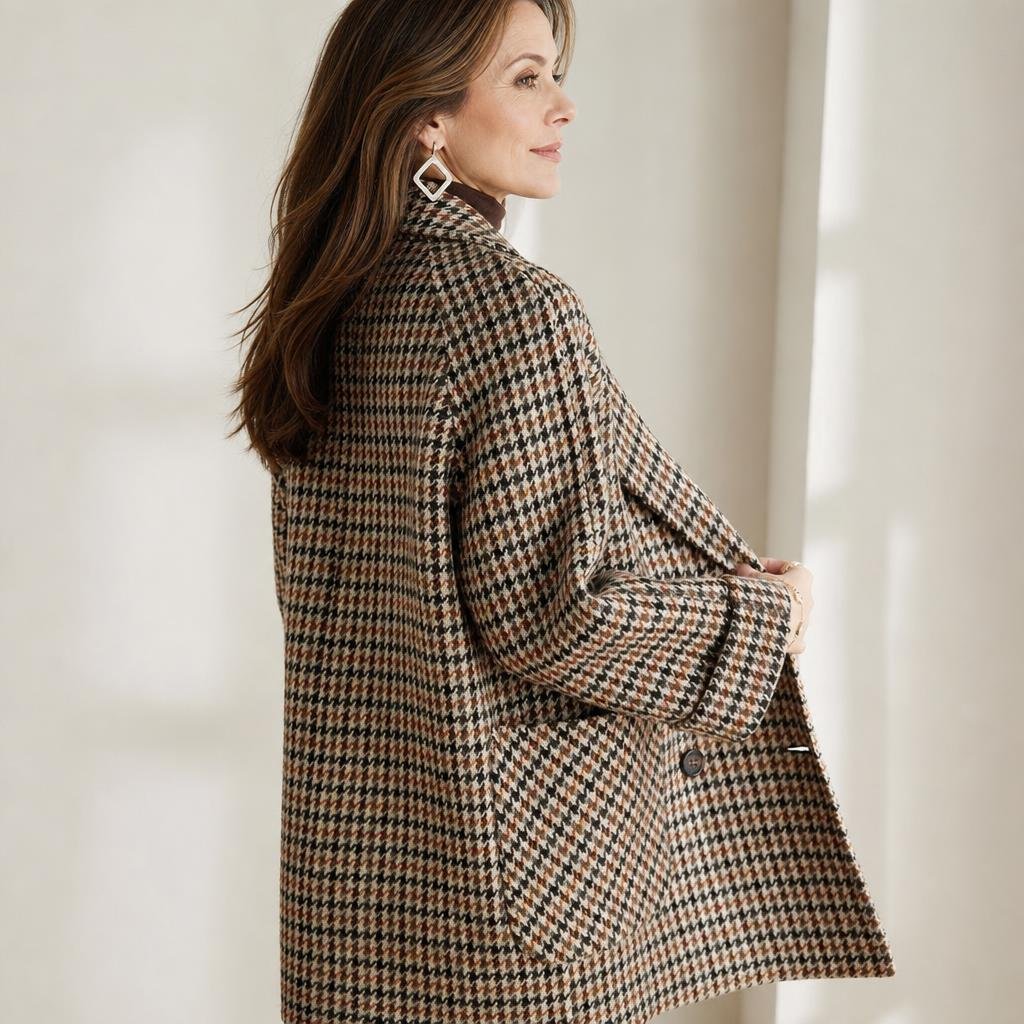 Women's Oversized Blazer – Multi-Tone Houndstooth with Notched Lapels - We are MFEO