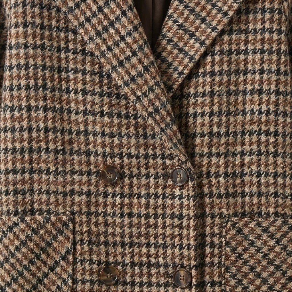 Women's Oversized Blazer – Multi-Tone Houndstooth with Notched Lapels - We are MFEO
