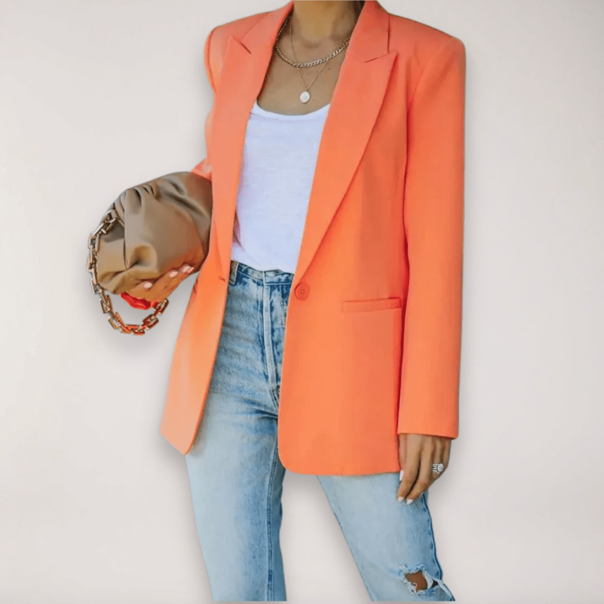 Women's Oversized Blazer – Single-Breasted Notched Lapel Jacket for Versatile Styling - We are MFEO