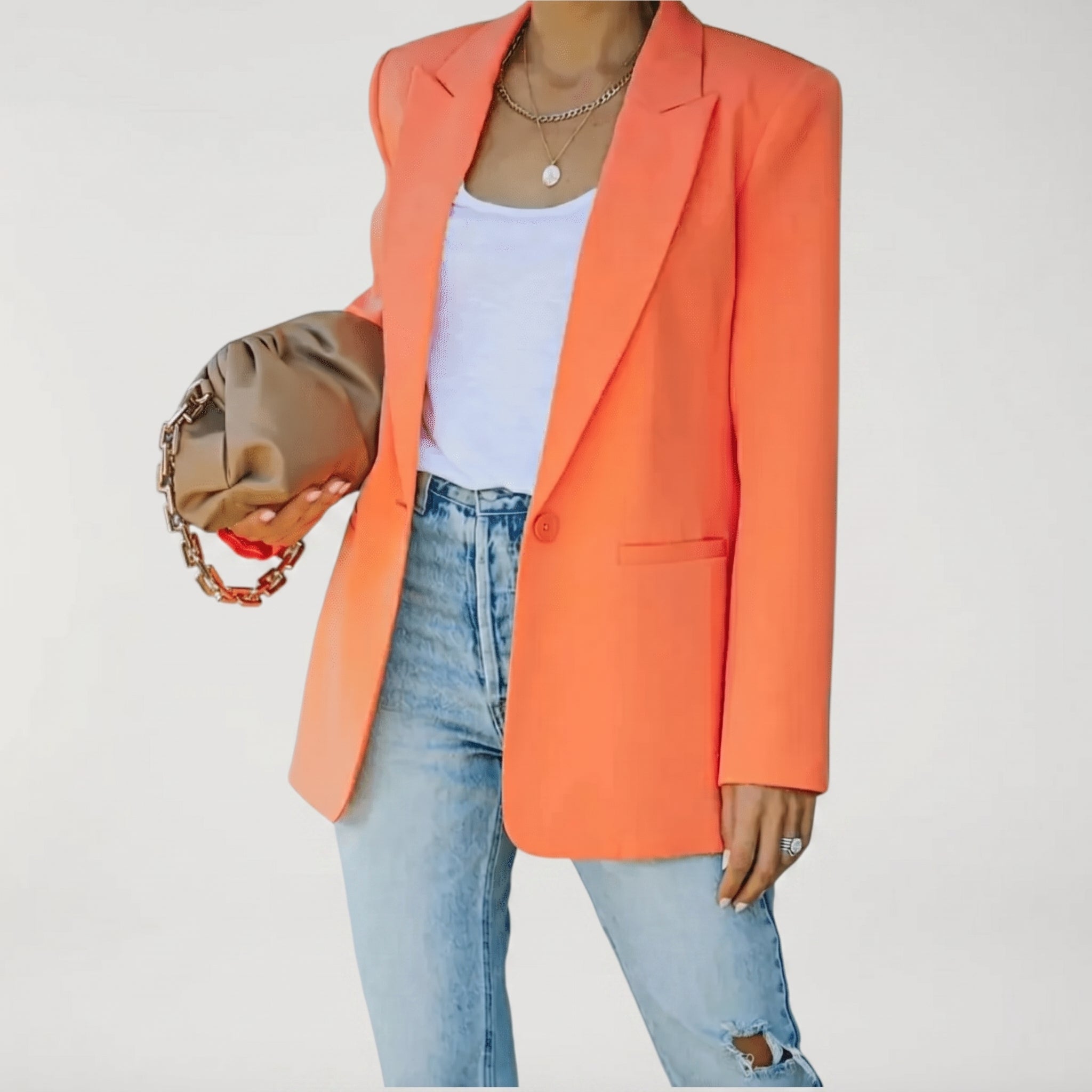 Women's Oversized Blazer – Single-Breasted Notched Lapel Jacket for Versatile Styling - We are MFEO