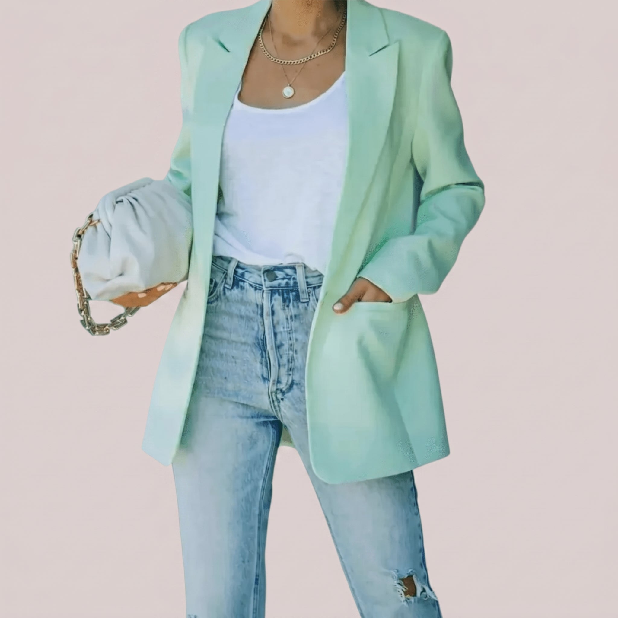 Women's Oversized Blazer – Single-Breasted Notched Lapel Jacket for Versatile Styling - We are MFEO