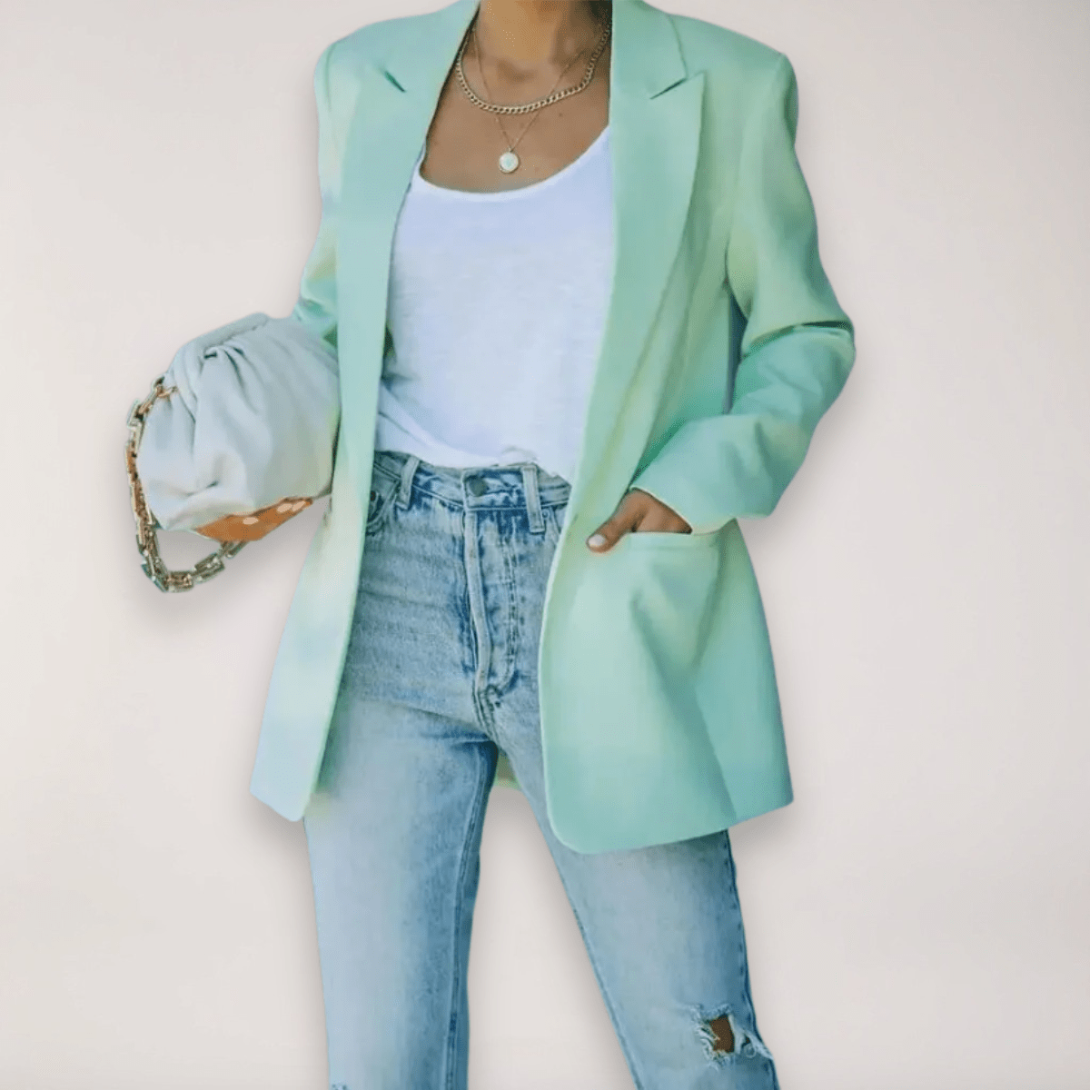 Women's Oversized Blazer – Single-Breasted Notched Lapel Jacket for Versatile Styling - We are MFEO