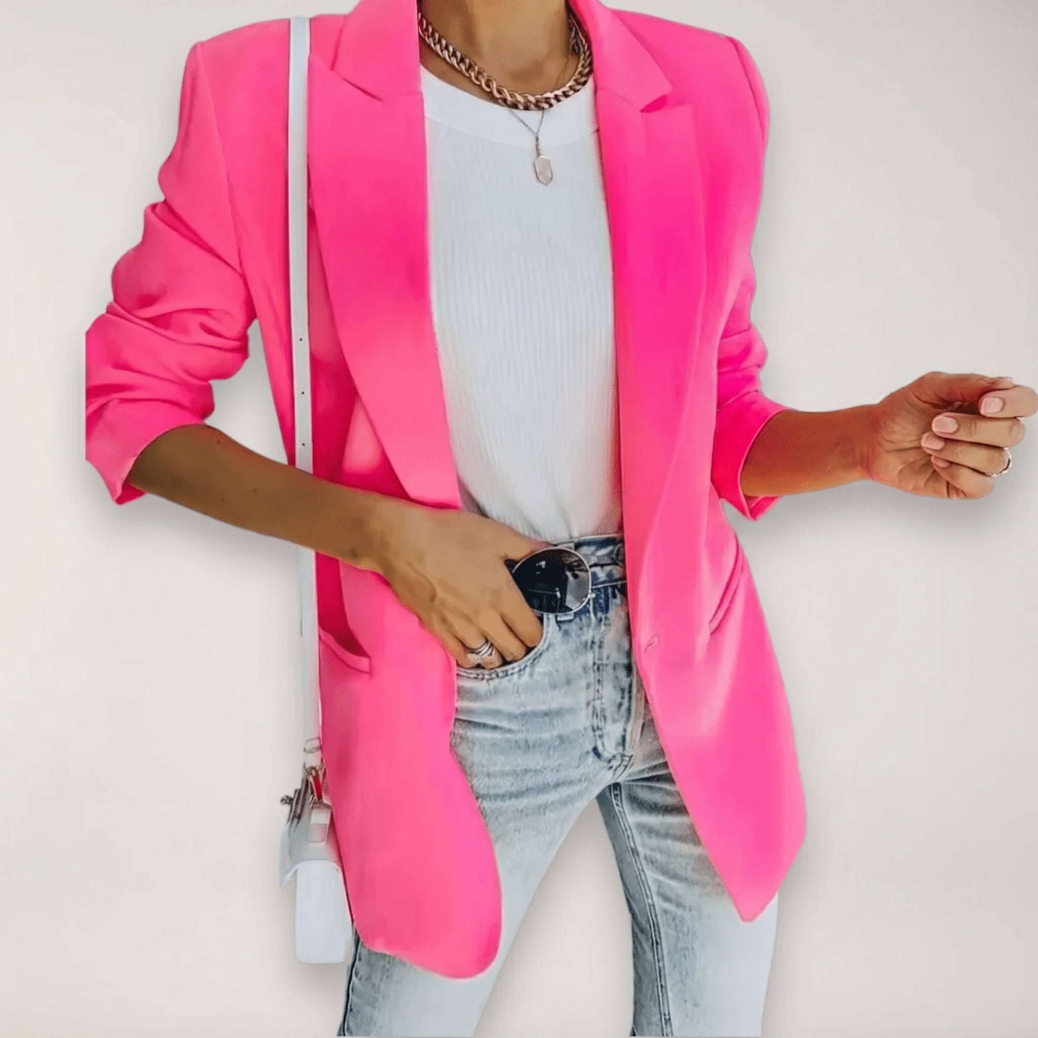 Women's Oversized Blazer – Single-Breasted Notched Lapel Jacket for Versatile Styling - We are MFEO