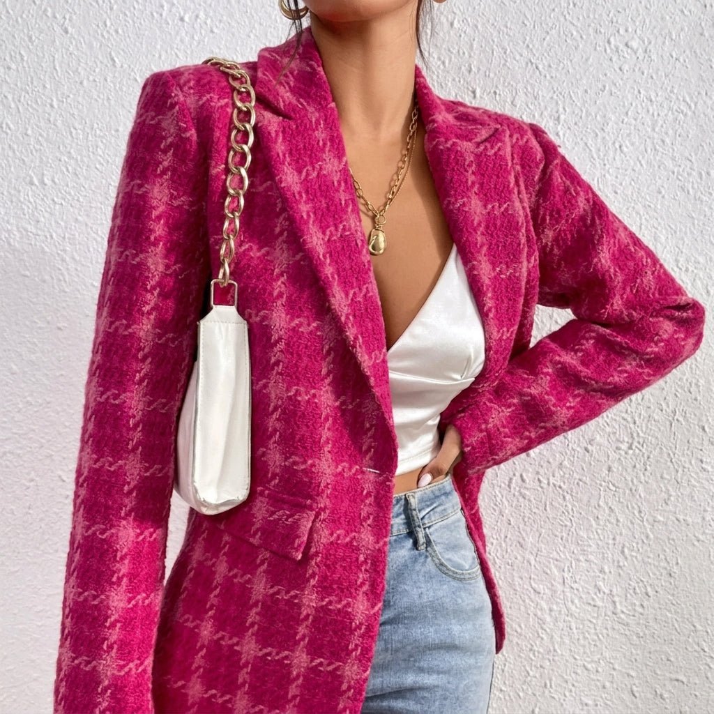 Women's Oversized Blazer – Tonal Textured Weave with Notched Lapels - We are MFEO