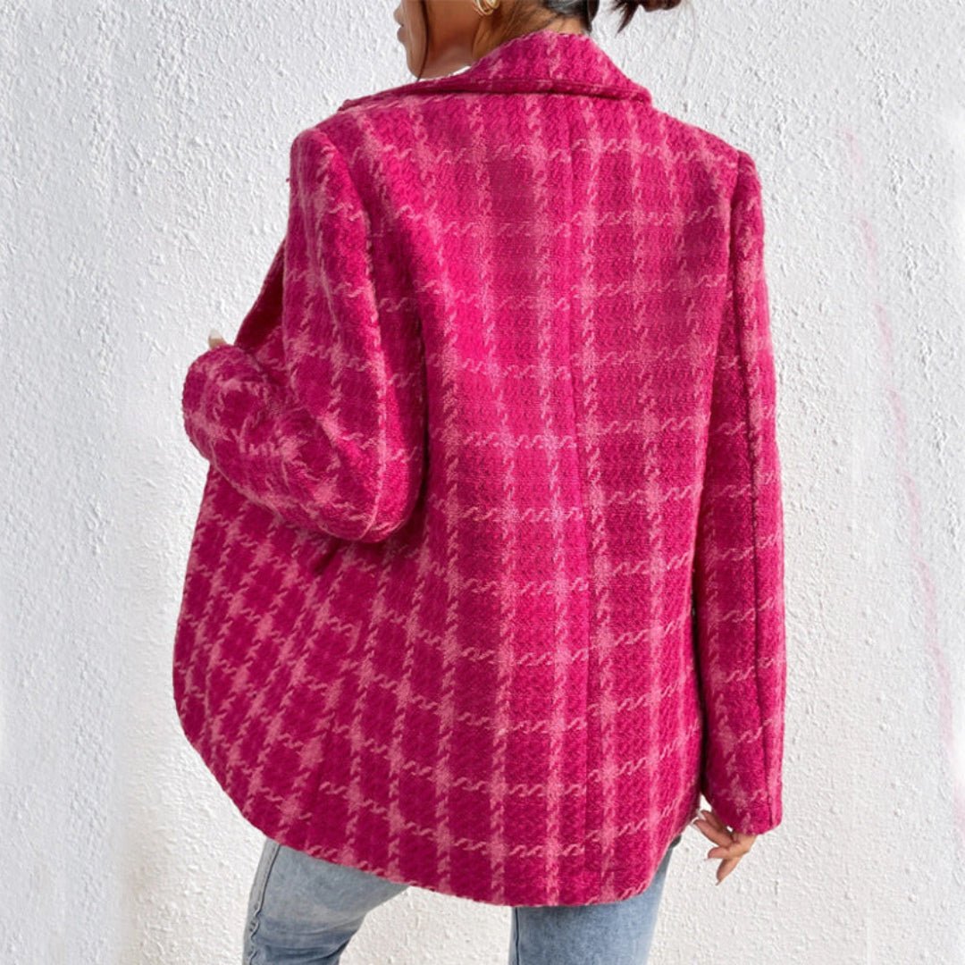 Women's Oversized Blazer – Tonal Textured Weave with Notched Lapels - We are MFEO
