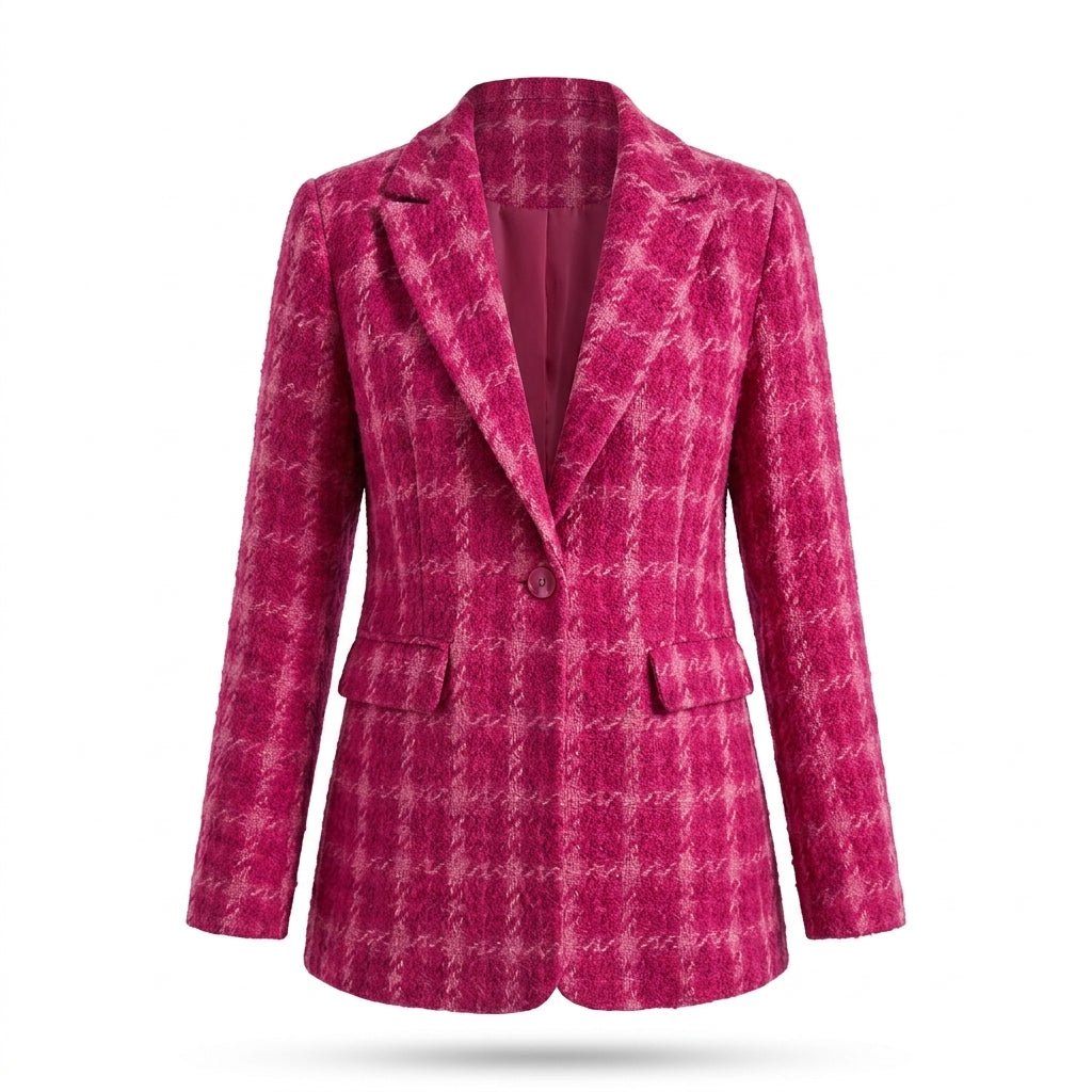 Women's Oversized Blazer – Tonal Textured Weave with Notched Lapels - We are MFEO