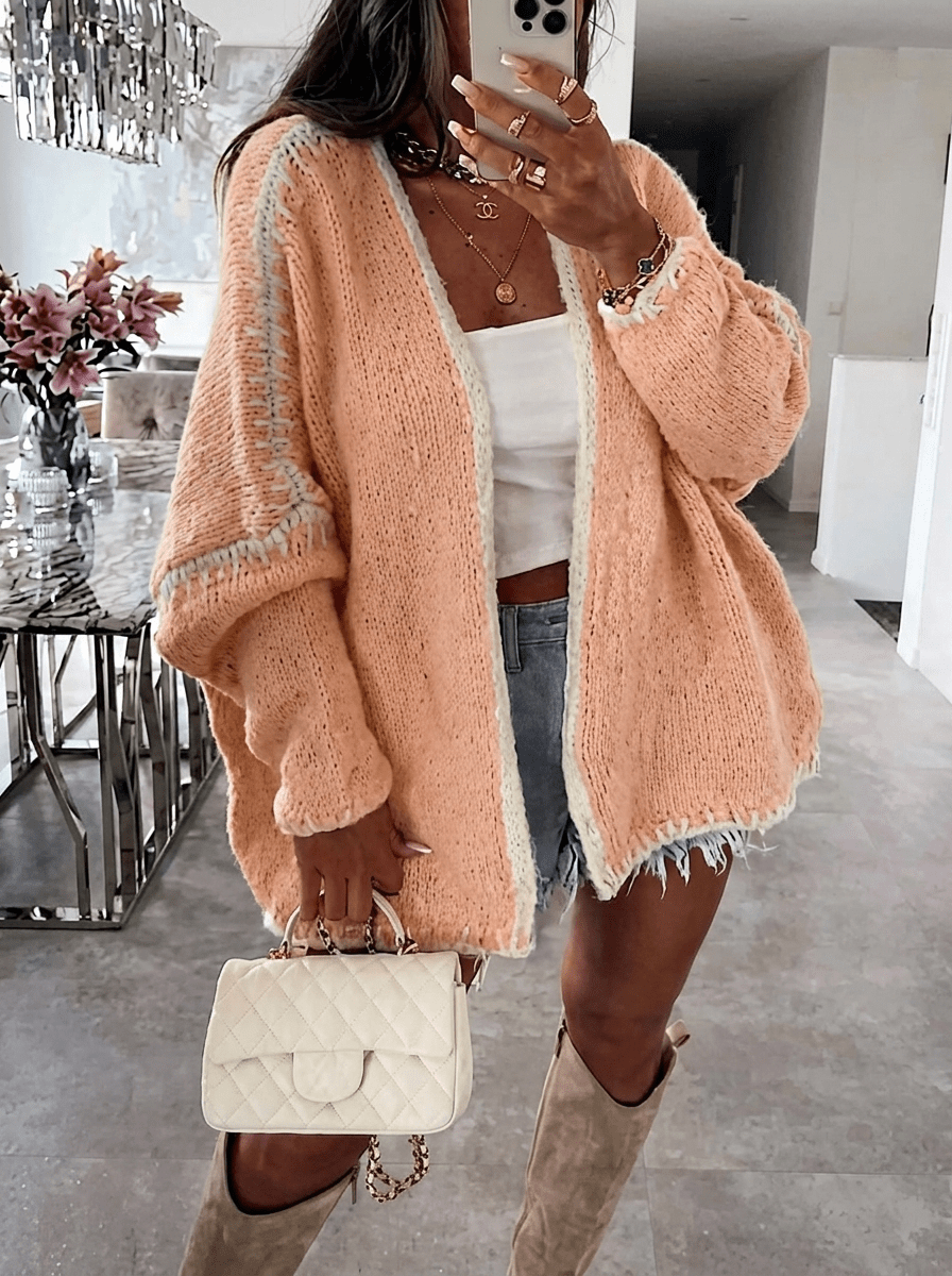 Women's Oversized Cardigan – Open Front Knit Layering Piece - We are MFEO