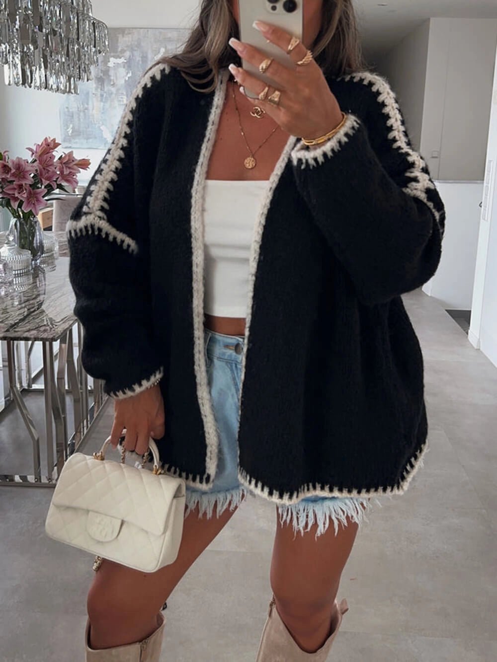 Women's Oversized Cardigan – Open Front Knit Layering Piece - We are MFEO