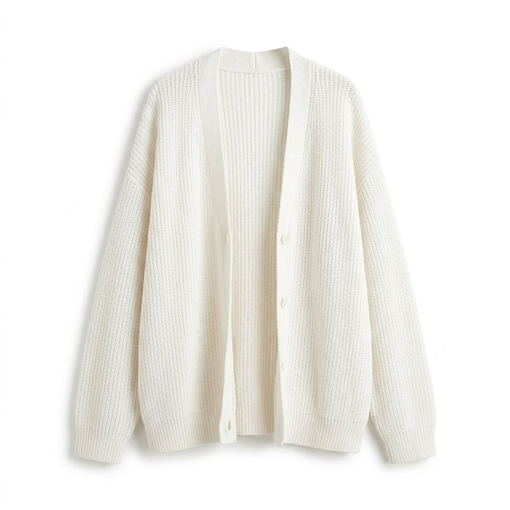 Women's Oversized Cardigan – Ribbed Knit with V-Neck and Button Closure for Cozy Layering - We are MFEO